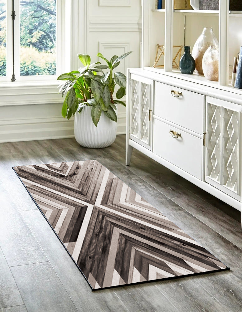 דגם פרקט משולשים חומים PVC שטיח