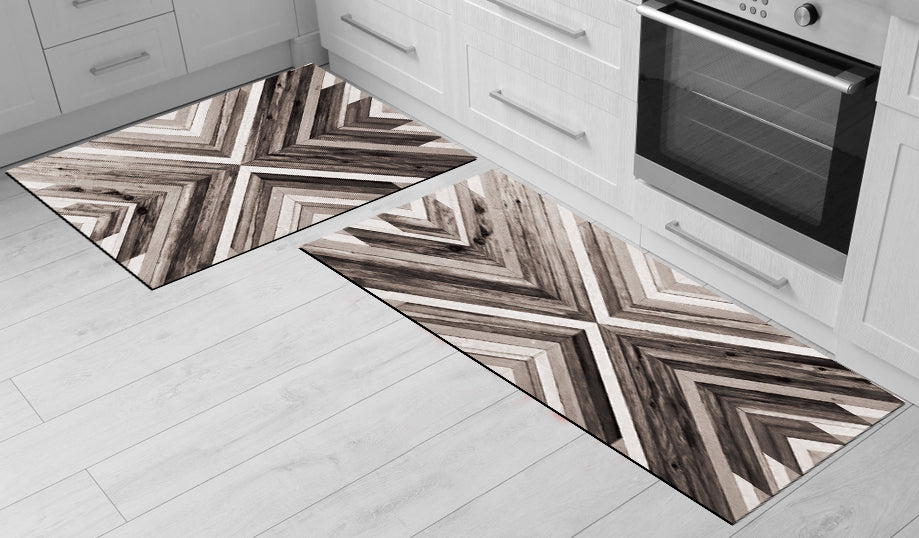 דגם פרקט משולשים חומים PVC שטיח