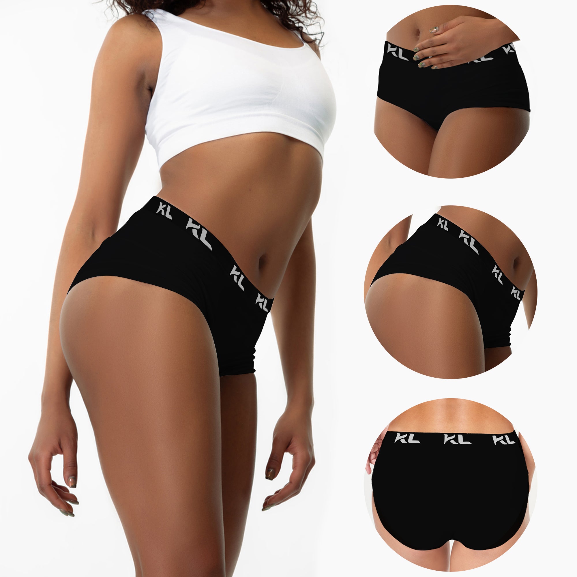 מארז תחתוני נשים - 3 יחידות בגזרה גבוהה - צבע שחור