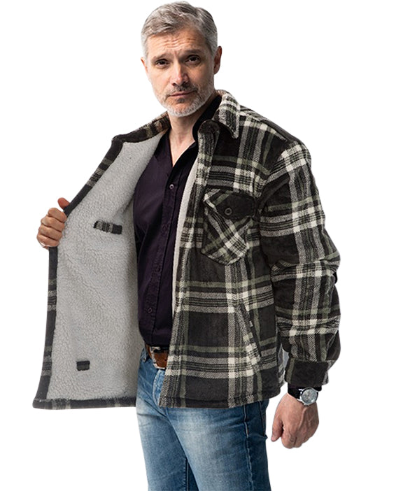 ג'קט פליז משובץ לגבר