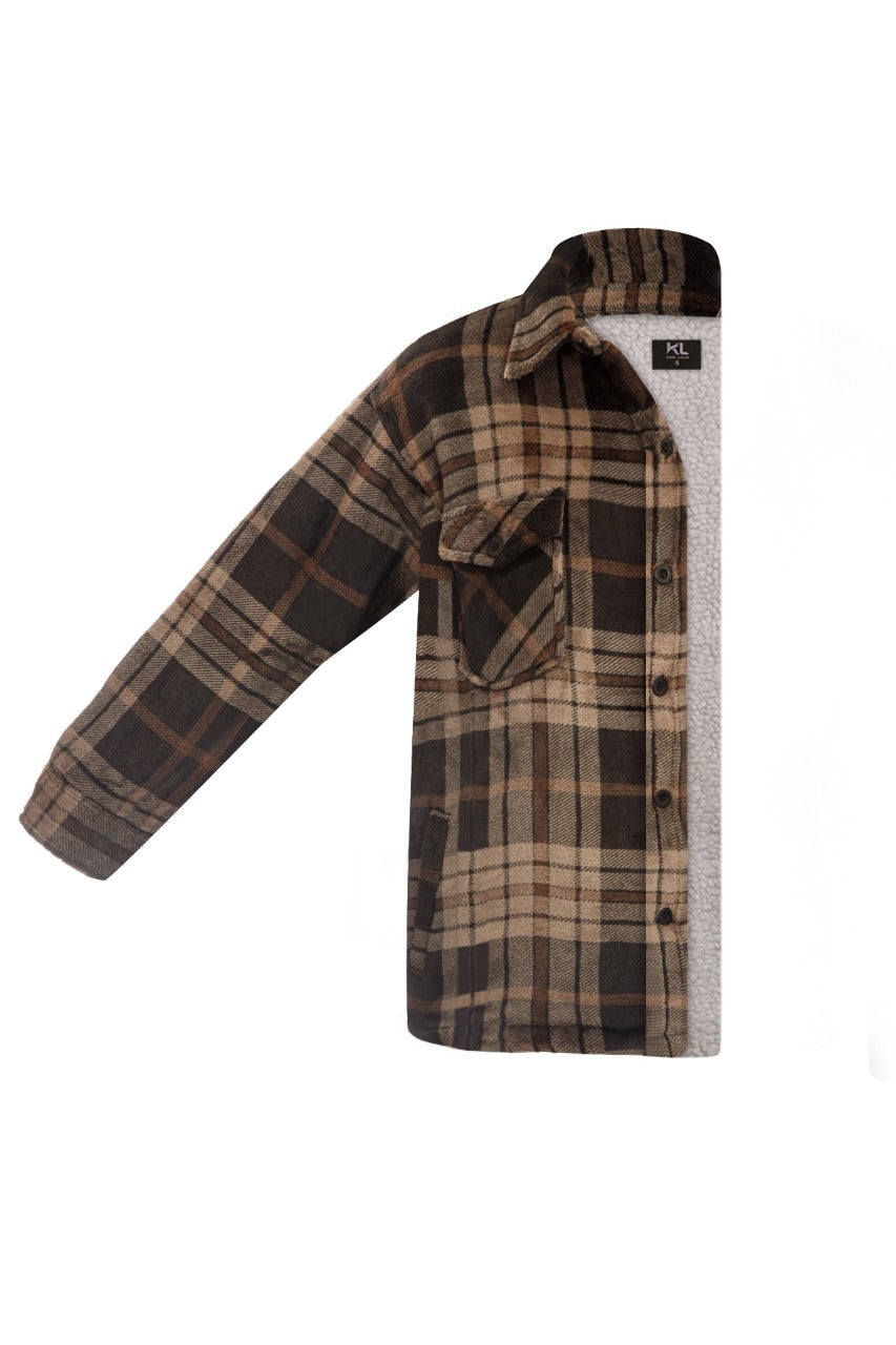 ג'קט פליז משובץ לגבר