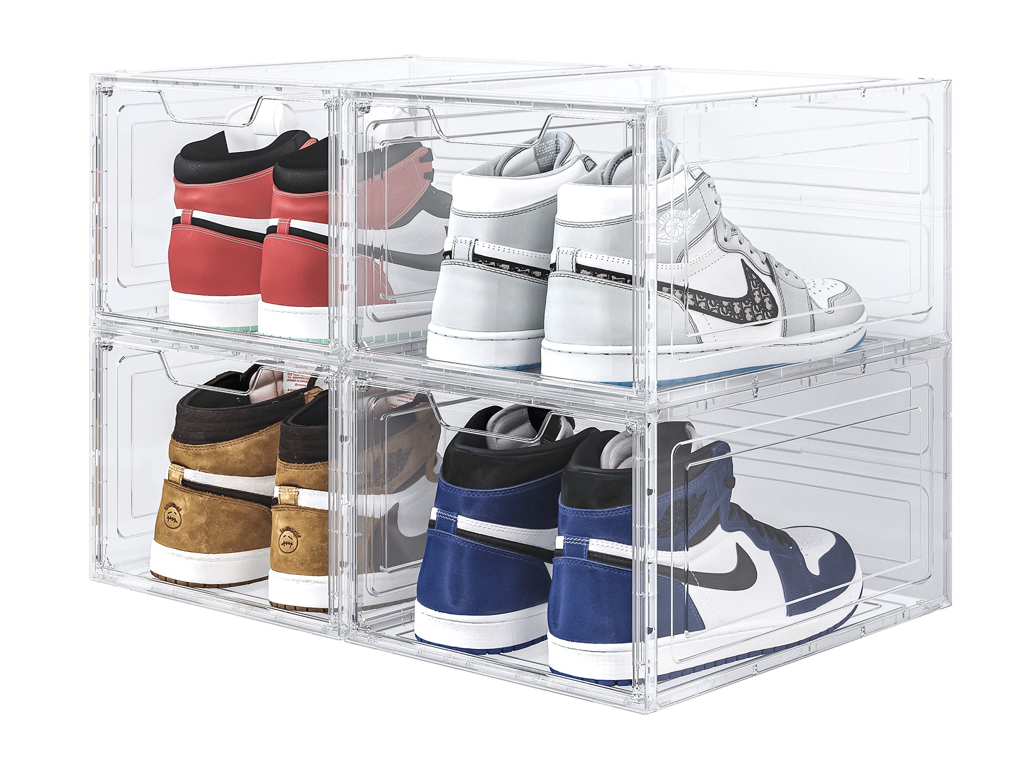 קופסאות אקריל שקופות לאחסון נעליים פתיחה צרה