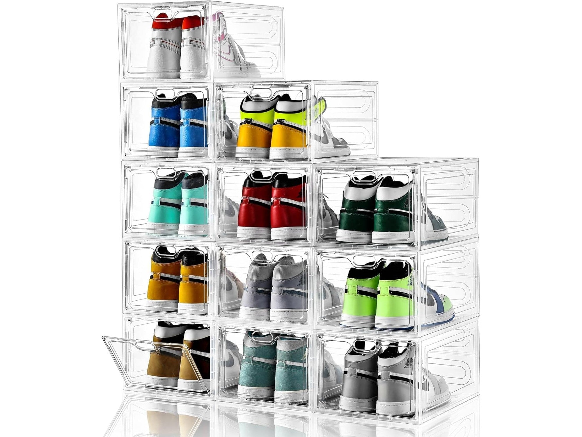 קופסאות אקריל שקופות לאחסון נעליים פתיחה צרה