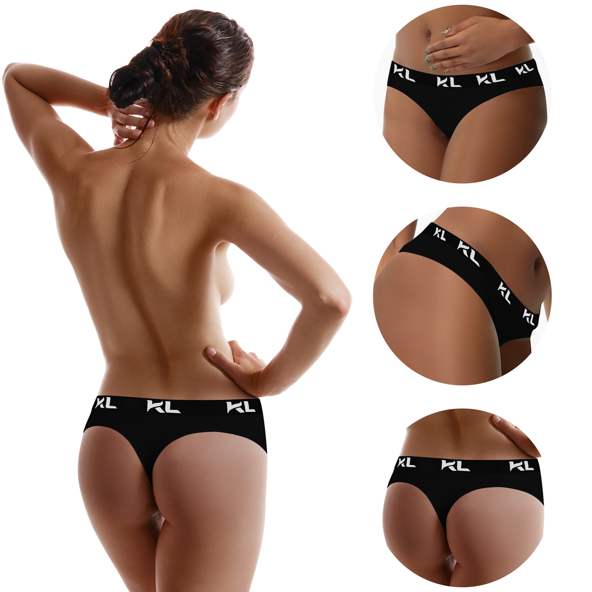 מארז תחתוני נשים - 3 יחידות בגזרת חוטיני - צבע לבן, שחור ואפור