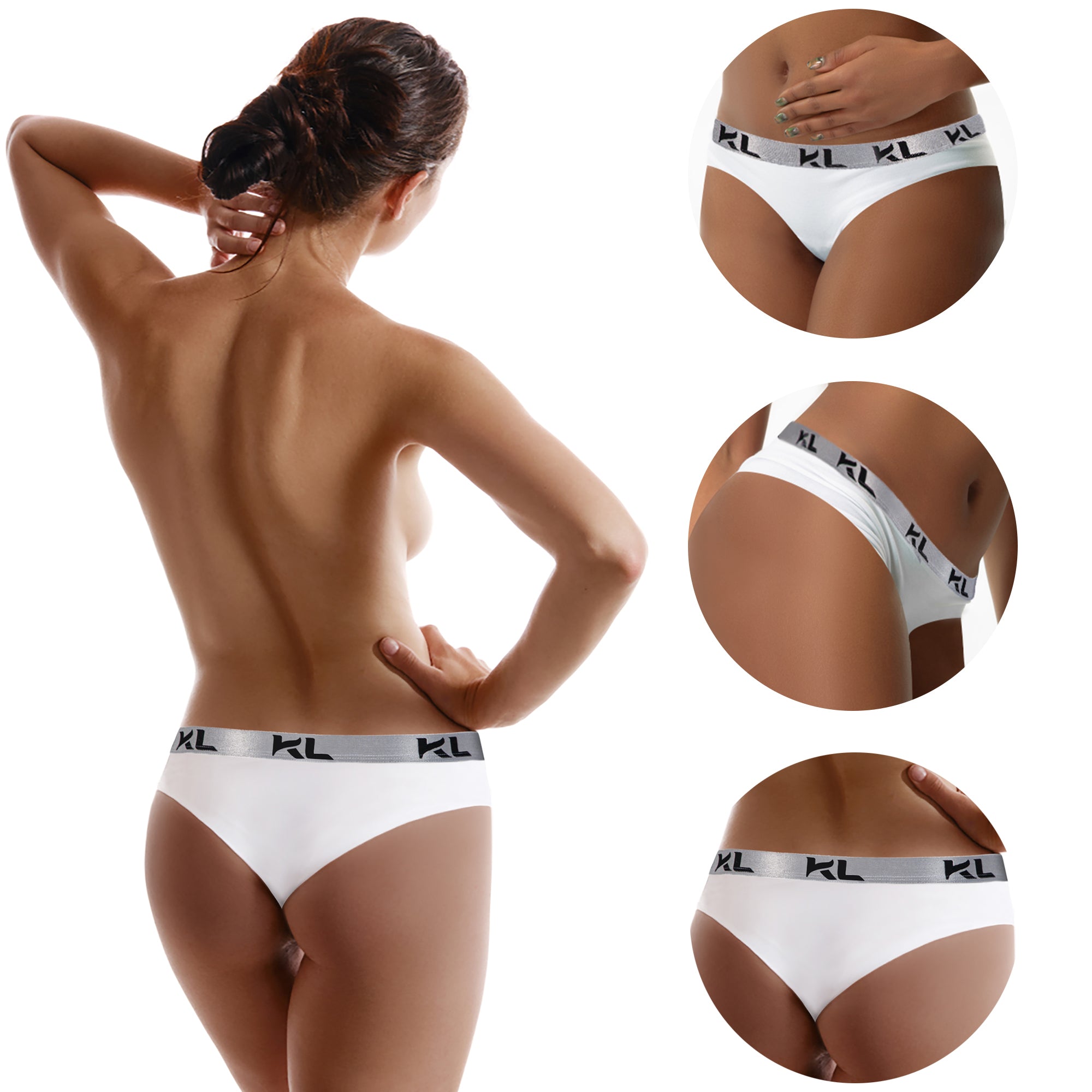 מארז תחתוני נשים - 3 יחידות בגזרת ביקיני - לבן, שחור ואפור