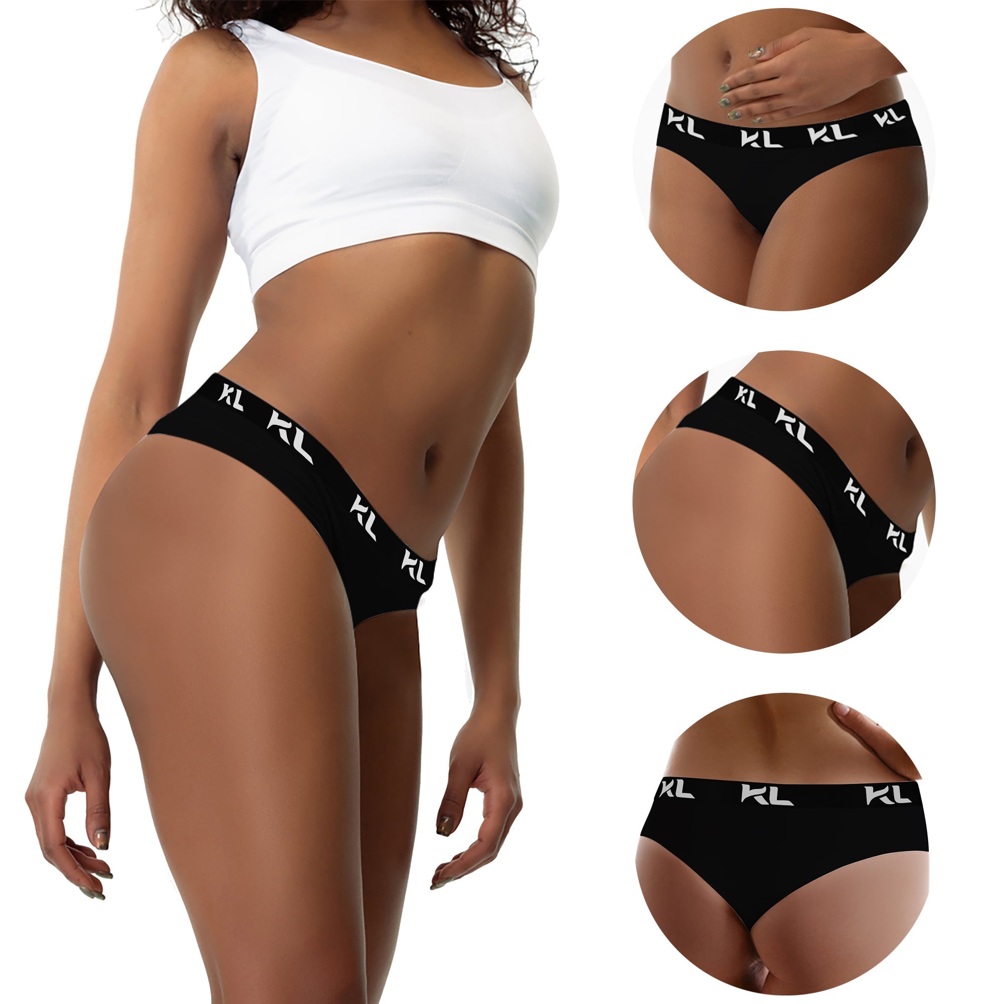 מארז תחתוני נשים - 3 יחידות בגזרת חוטיני - צבע שחור