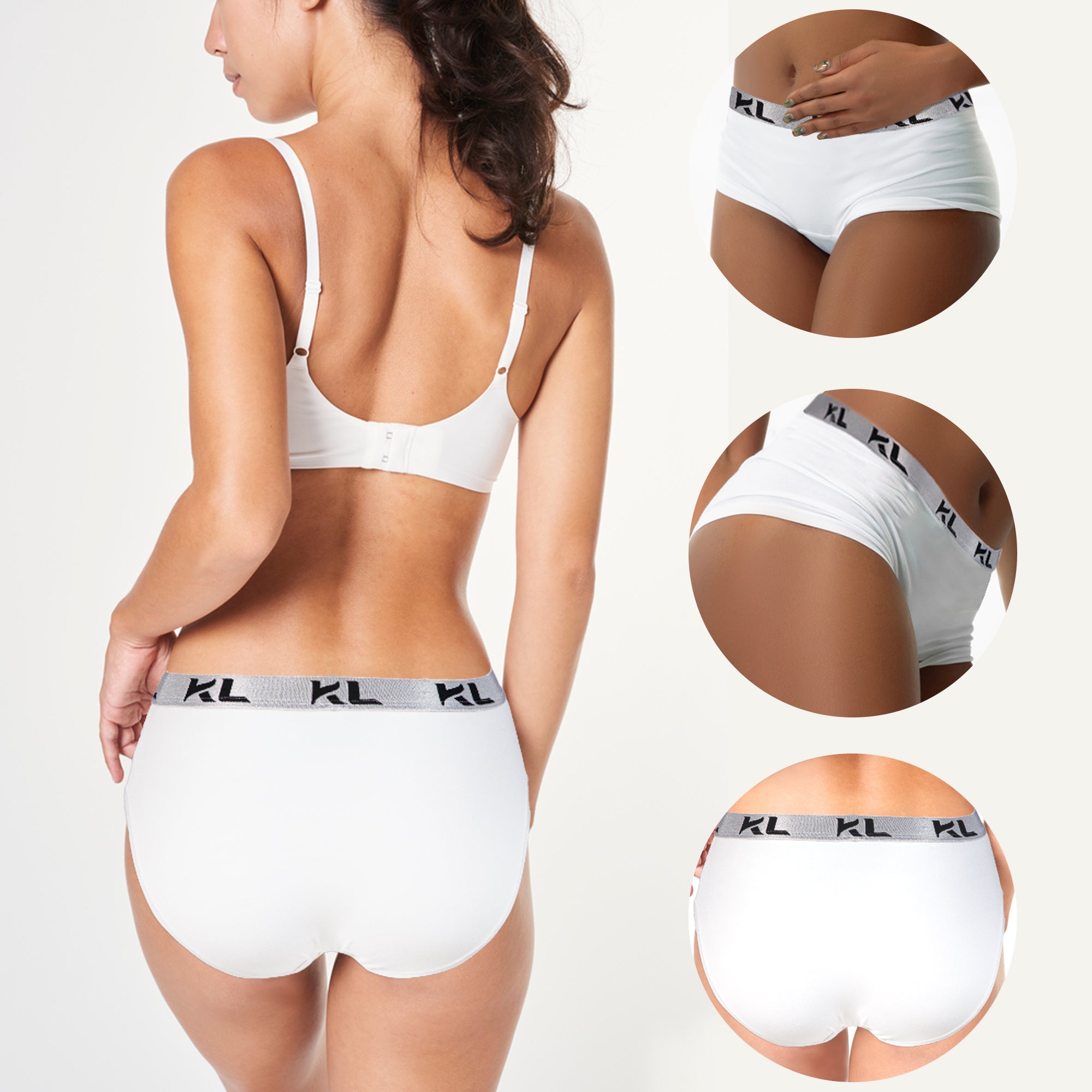 מארז תחתוני נשים - 3 יחידות בגזרה גבוהה - צבעים לבן, שחור ואפור