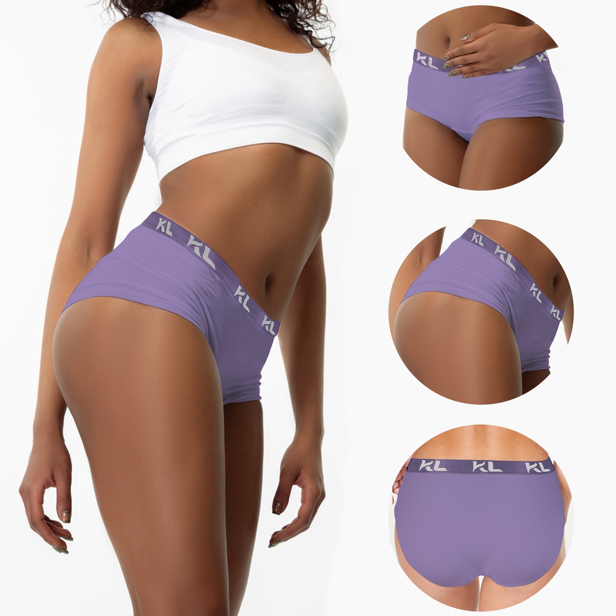 מארז תחתוני נשים - 3 יחידות בגזרה גבוהה - צבע סגול, ורוד וירוק