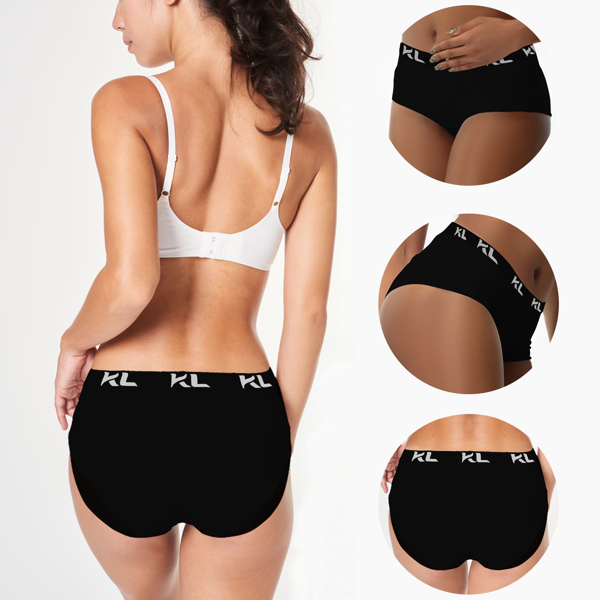 מארז תחתוני נשים - 3 יחידות בגזרה גבוהה - צבע אדום, שחור ואפור