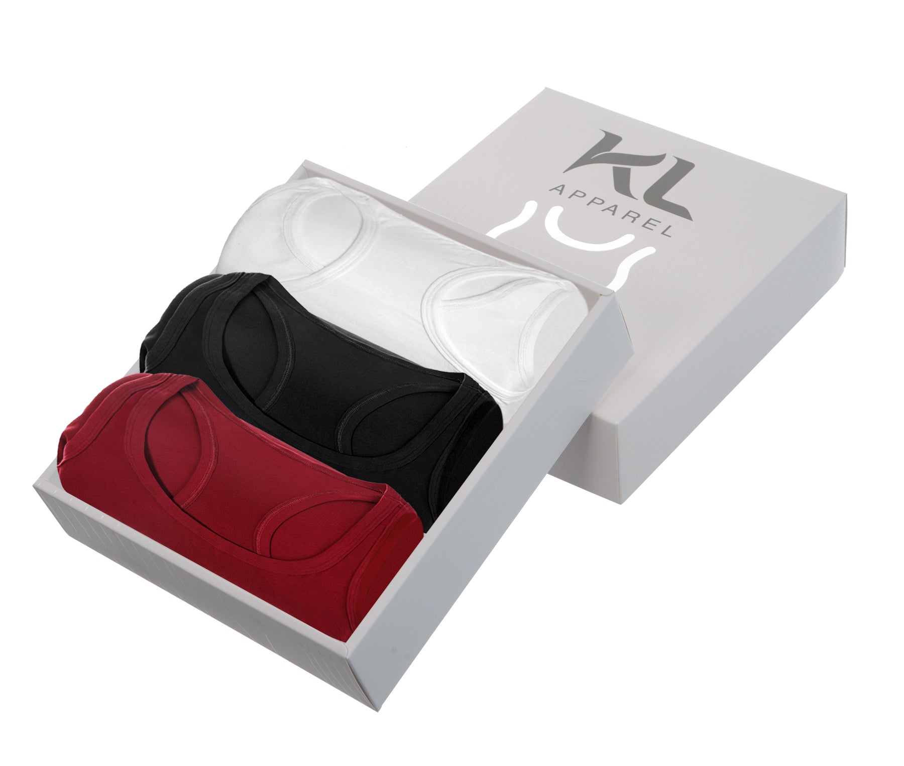 מארז 3 גופיות ספורט איכותיות לאישה - צבע לבן, שחור, בורדו