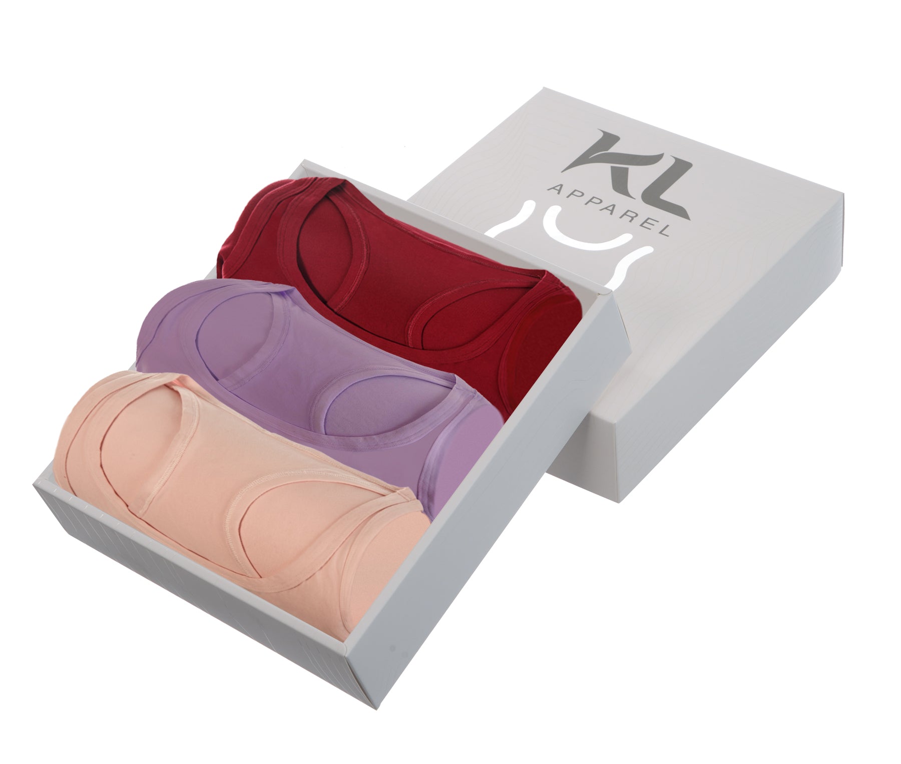 מארז 3 גופיות ספורט איכותיות לאישה- צבע בורדו, סגול לילך,ורוד