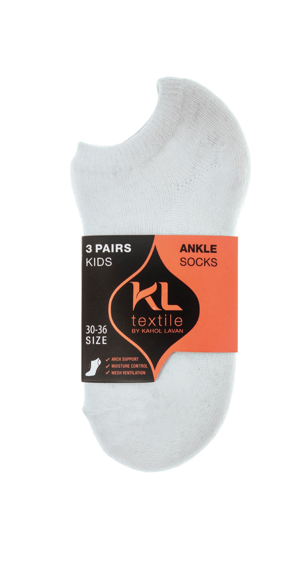 30 זוגות גרביי קרסול לילדים בצבע לבן