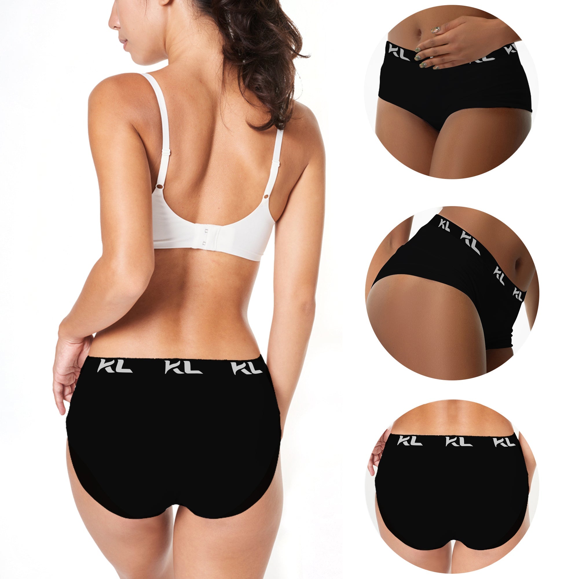 מארז תחתוני נשים - 3 יחידות בגזרה גבוהה - צבעים לבן, שחור ואפור