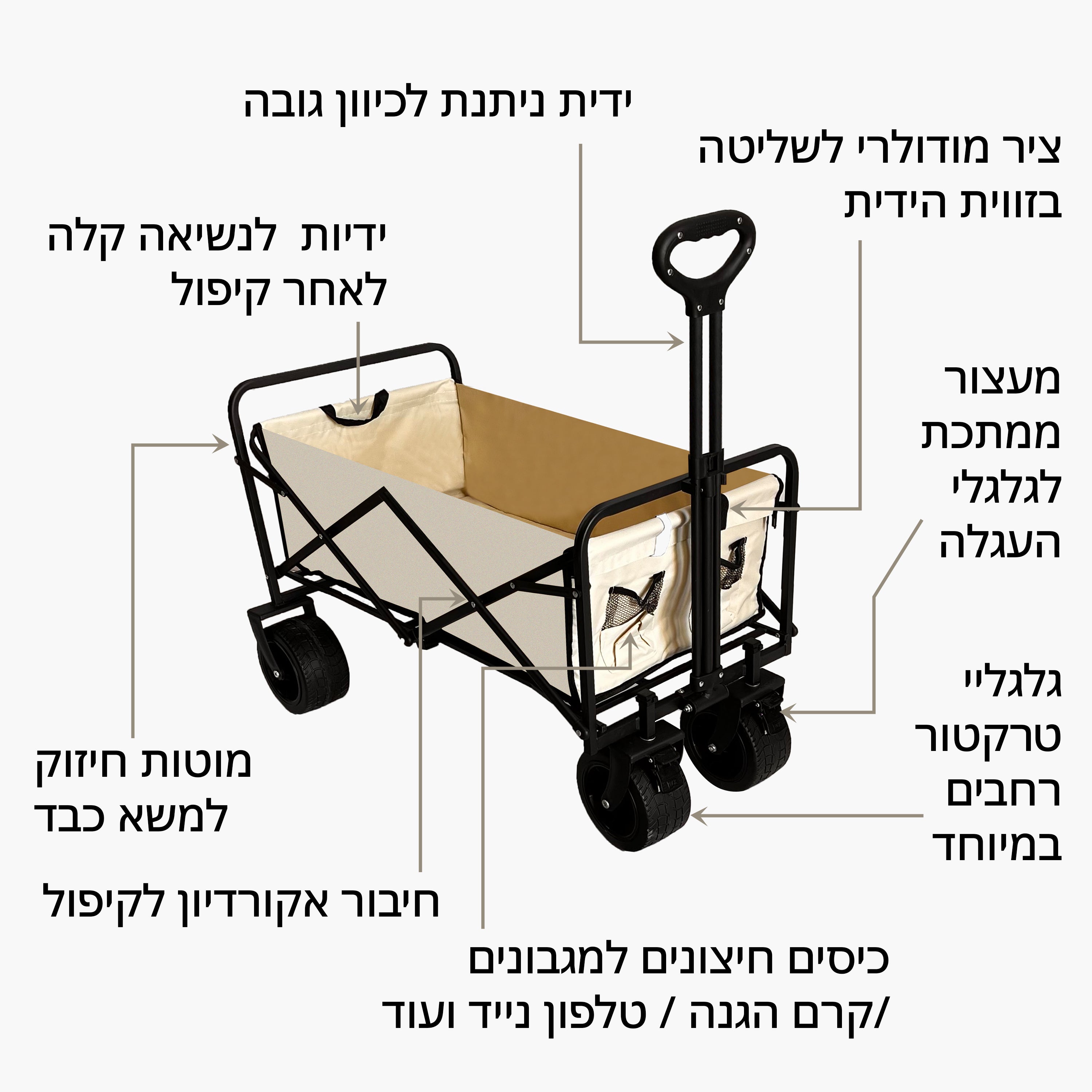 עגלת קמפינג גלגלי טרקטור