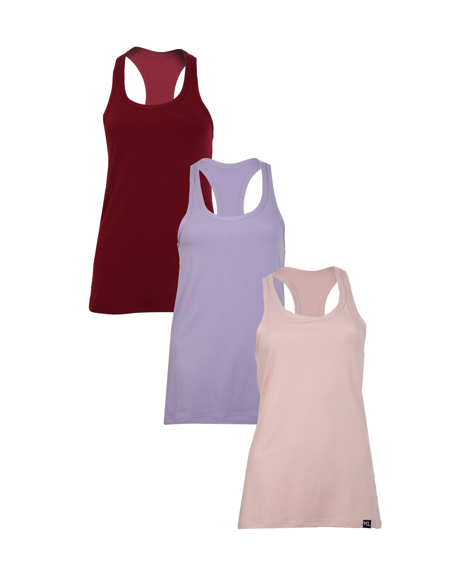 מארז 3 גופיות ספורט איכותיות לאישה- צבע בורדו, סגול לילך,ורוד