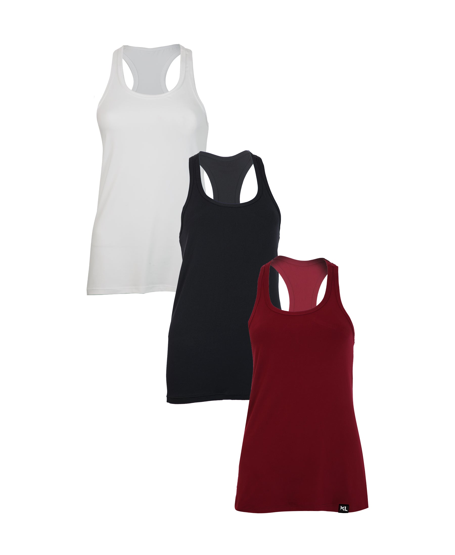 מארז 3 גופיות ספורט איכותיות לאישה - צבע לבן, שחור, בורדו