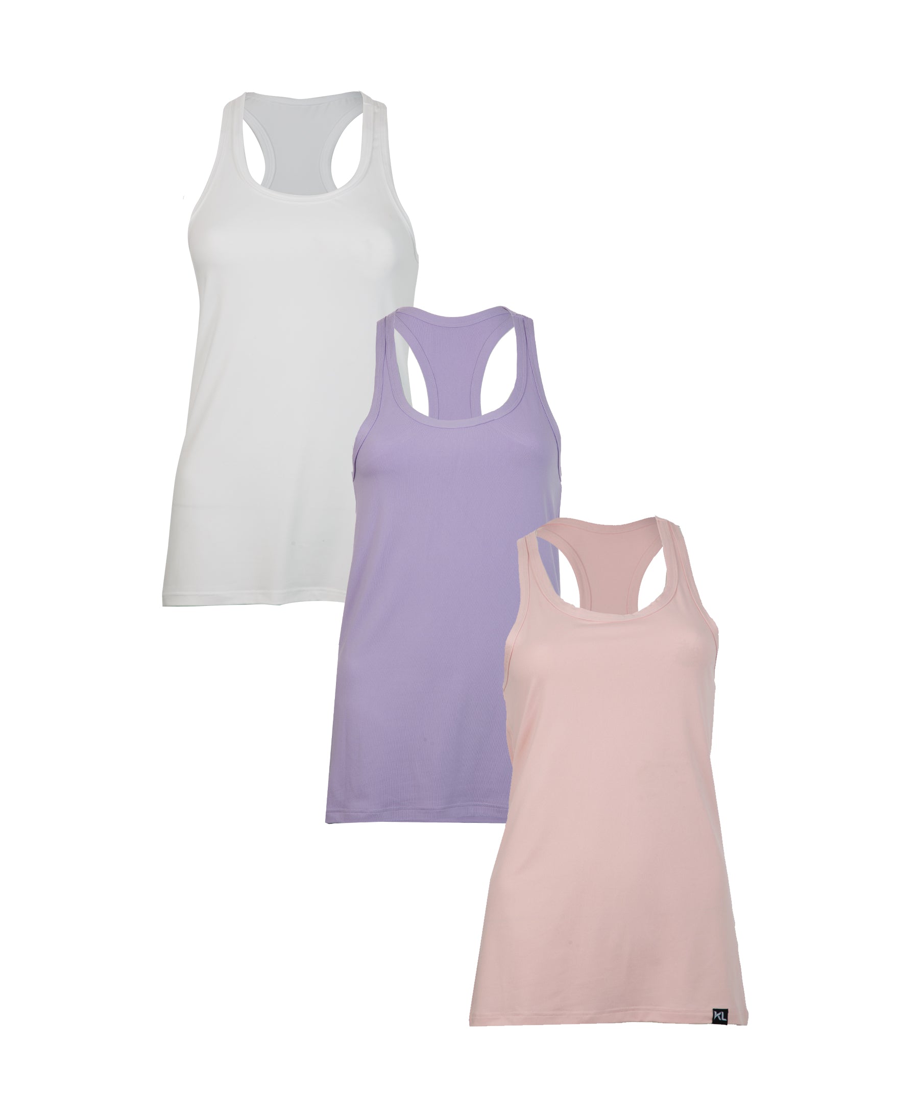 מארז 3 גופיות ספורט איכותיות לאישה - צבע לבן, סגול לילך , ורוד