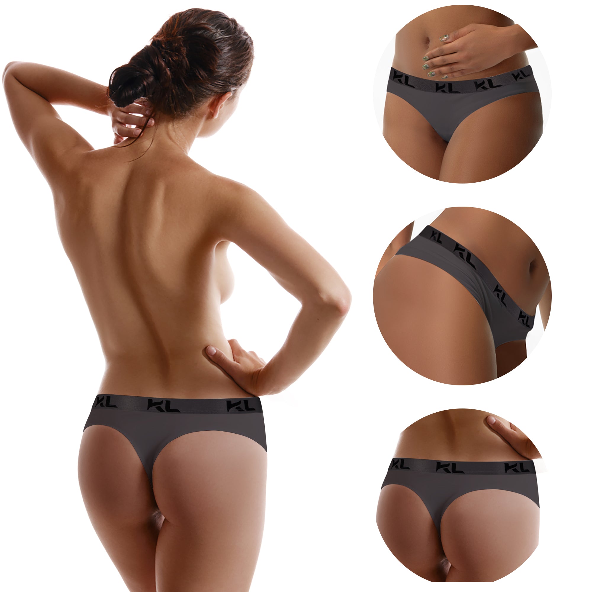 מארז תחתוני נשים - 3 יחידות בגזרת חוטיני - צבע אדום, שחור ואפור