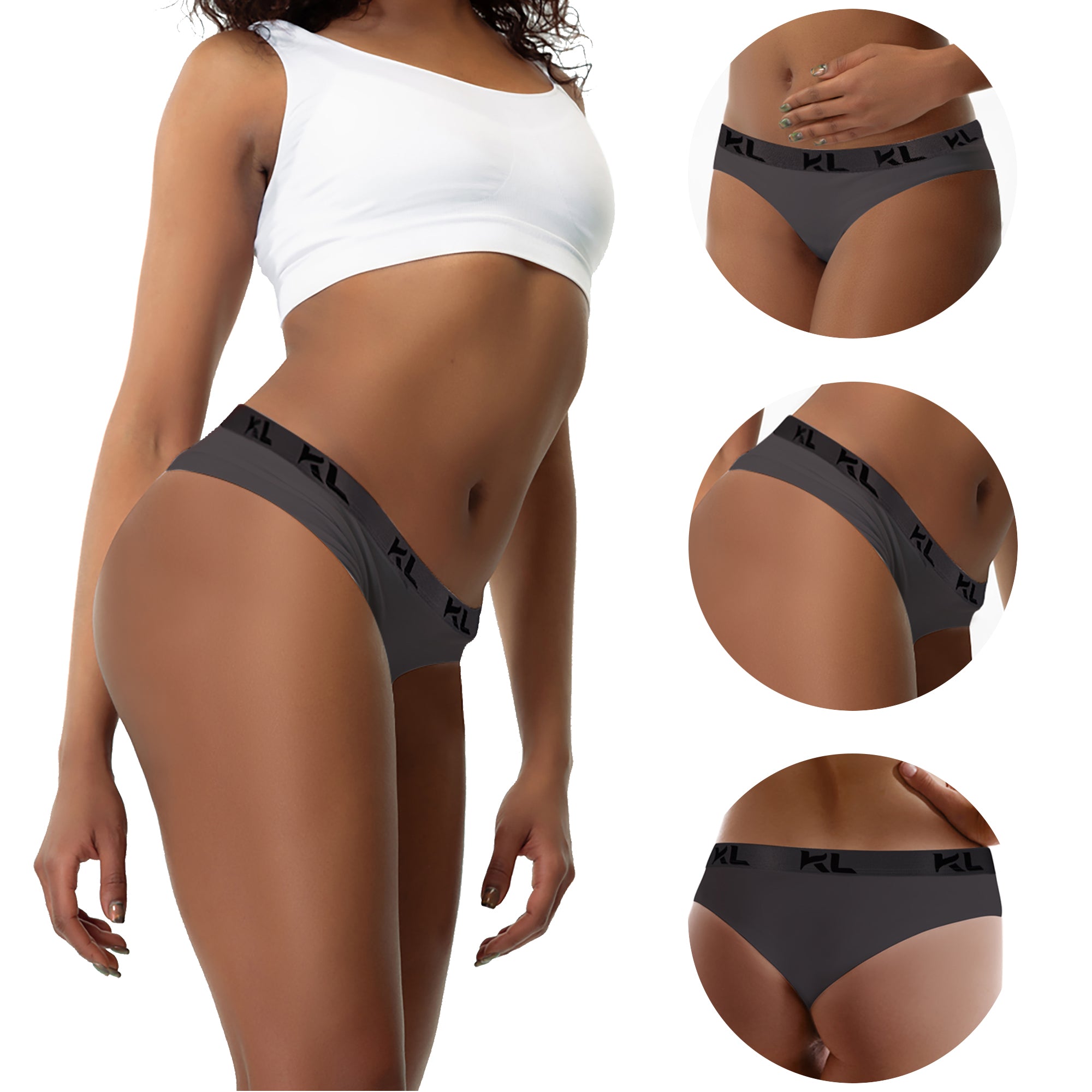 מארז תחתוני נשים - 3 יחידות בגזרת ביקיני - לבן, שחור ואפור