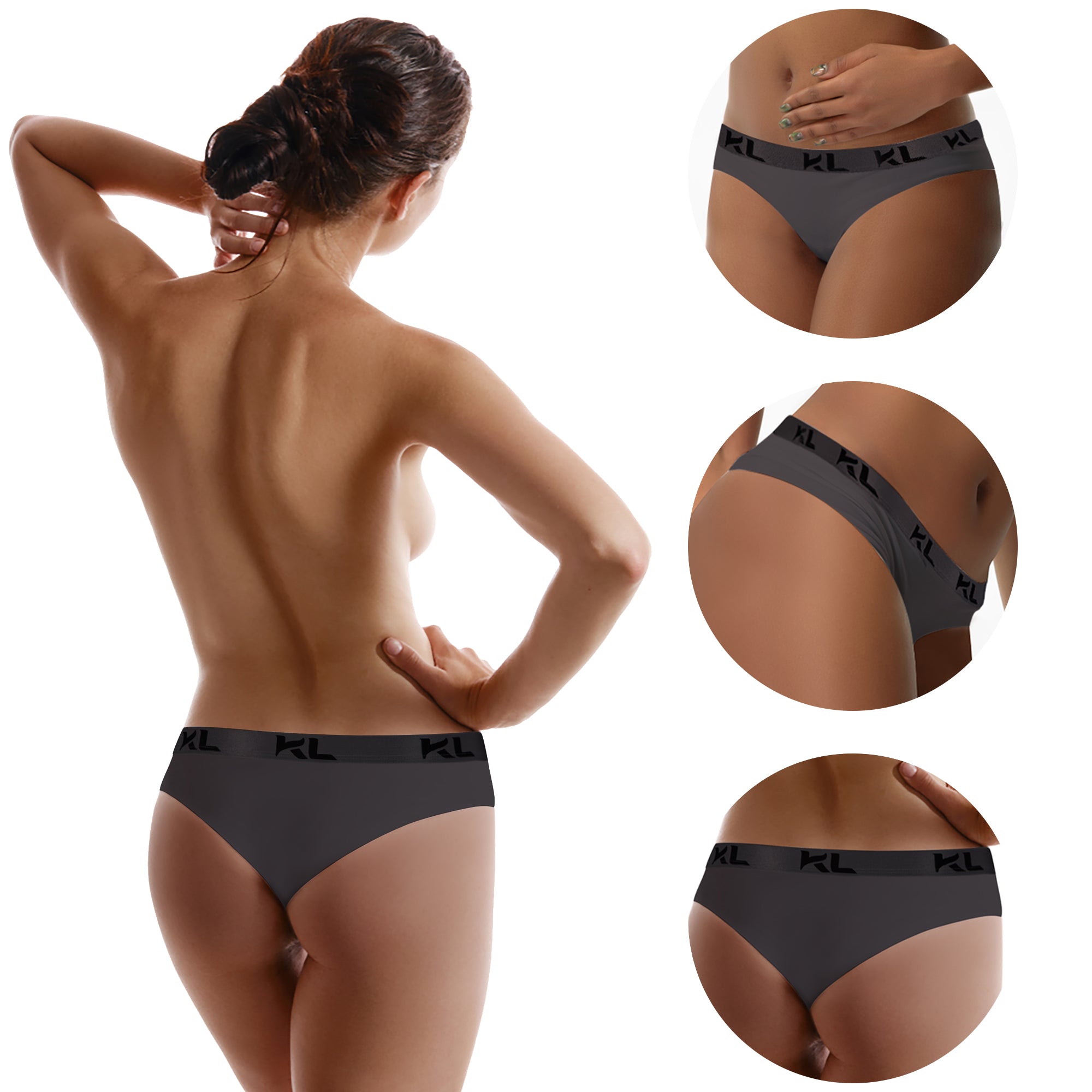מארז תחתוני נשים - 3 יחידות בגזרת ביקיני - לבן, שחור ואפור