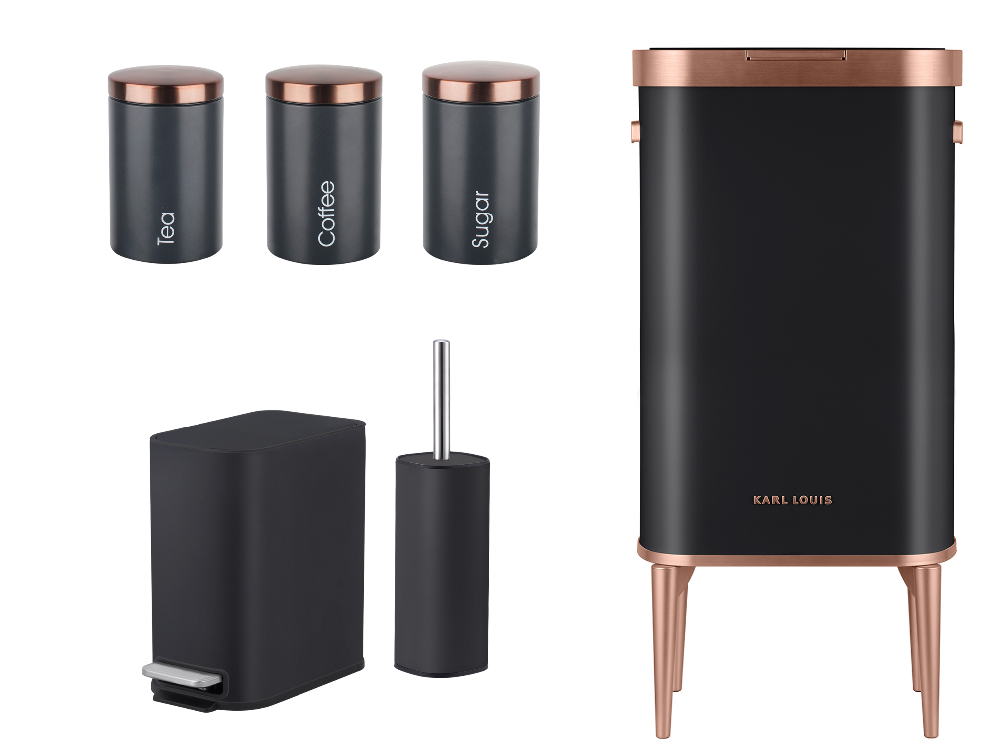 The Black & Rose Bundle סט פחים מעוצבים + שלישיית אחסון יוקרתית