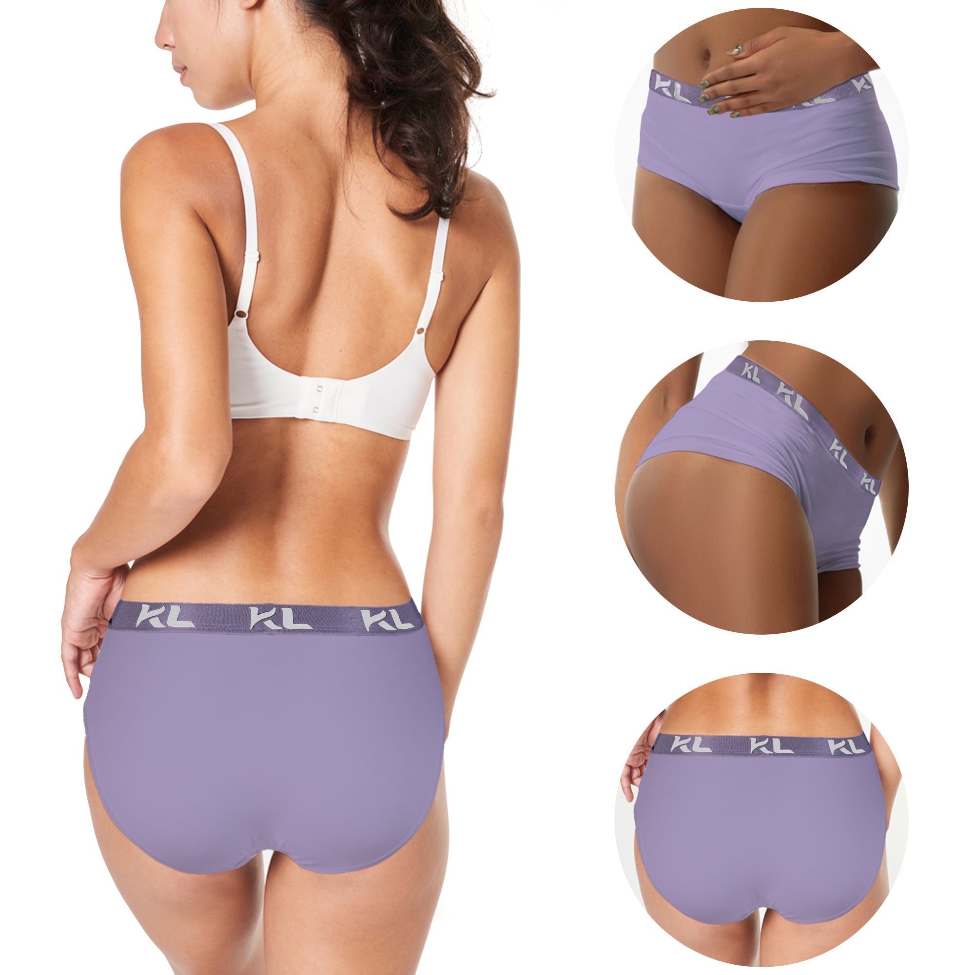 מארז תחתוני נשים - 3 יחידות בגזרה גבוהה - צבע סגול, ורוד וירוק