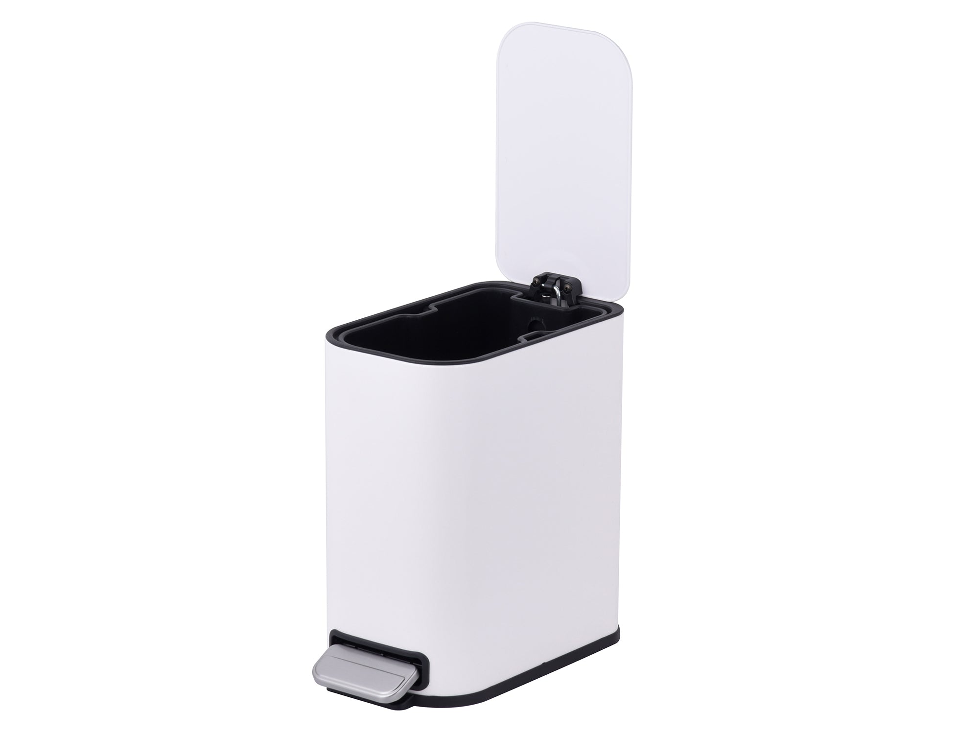 סט פח 5  ליטר + מברשת לאסלה בצבע לבן