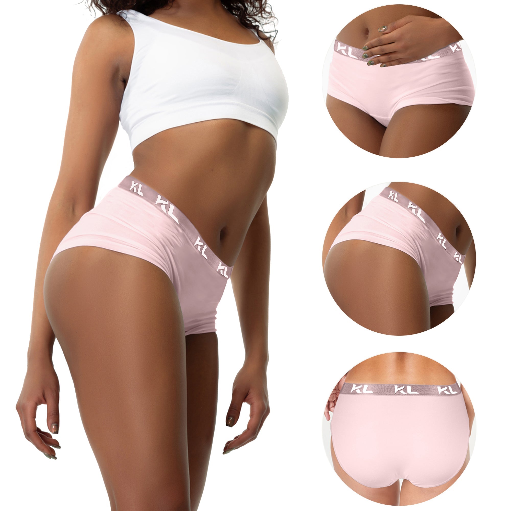 מארז תחתוני נשים - 3 יחידות בגזרה גבוהה - צבע סגול, ורוד וירוק