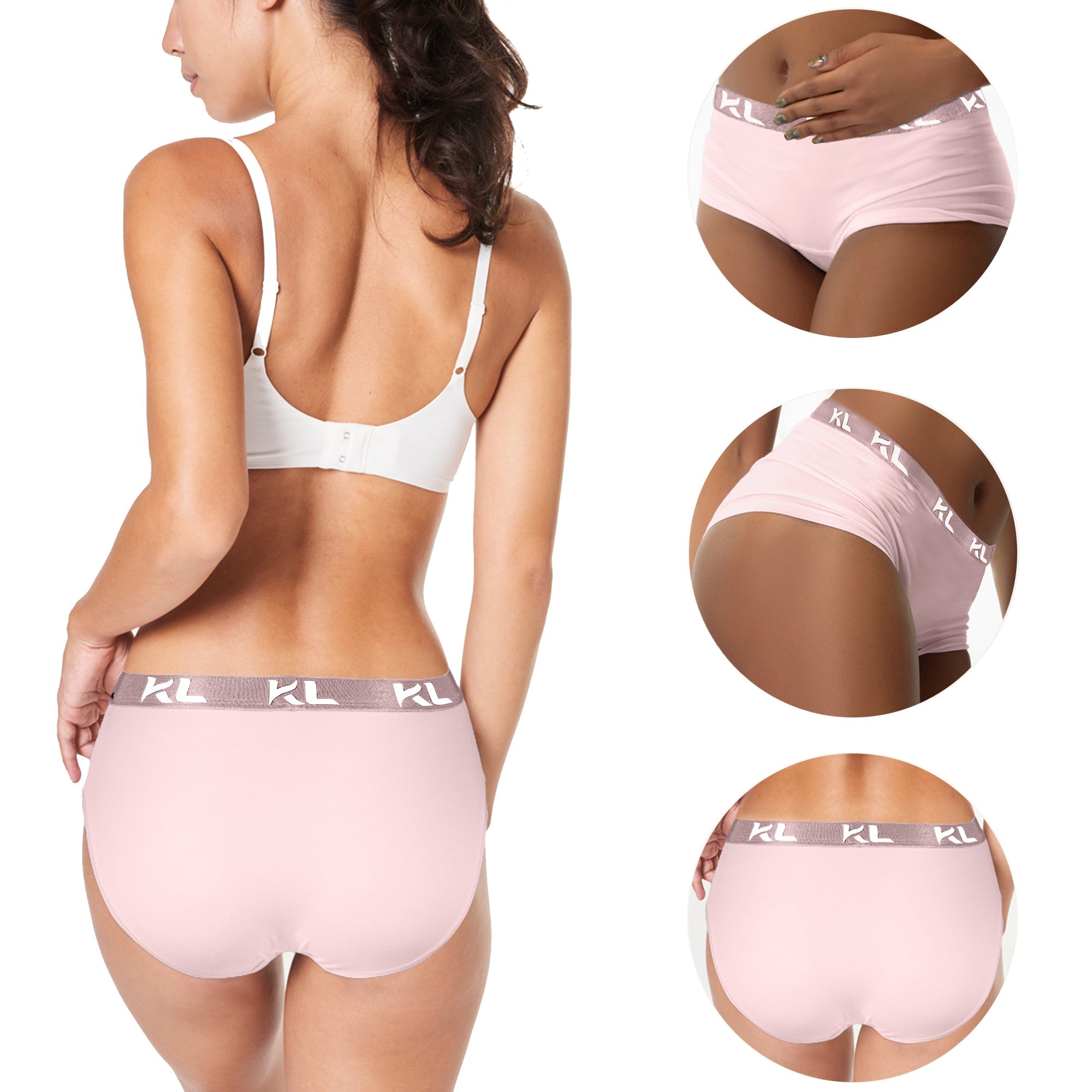 מארז תחתוני נשים - 3 יחידות בגזרה גבוהה - צבע סגול, ורוד וירוק