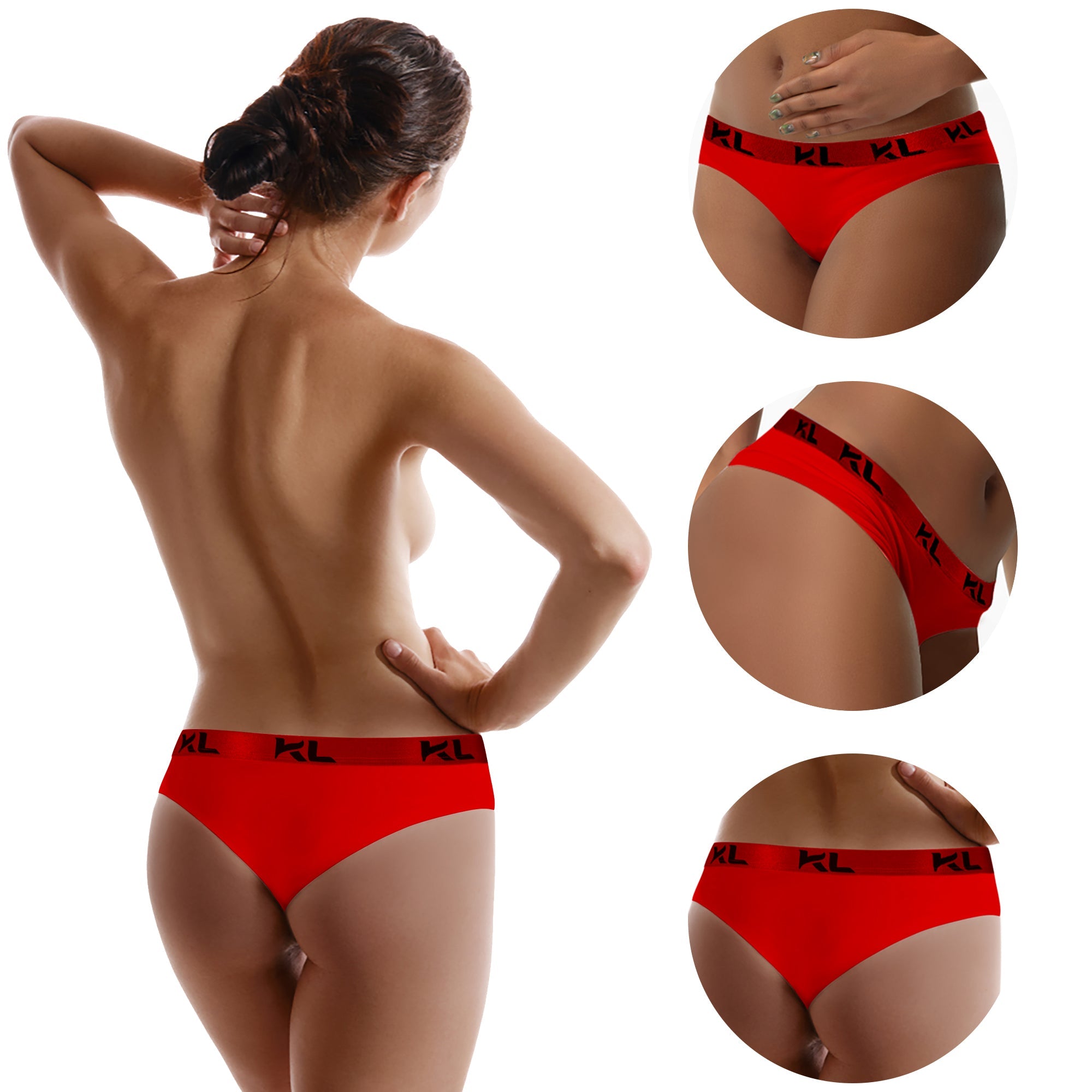 מארז תחתוני נשים - 3 יחידות בגזרת חוטיני - צבע אדום, שחור ואפור