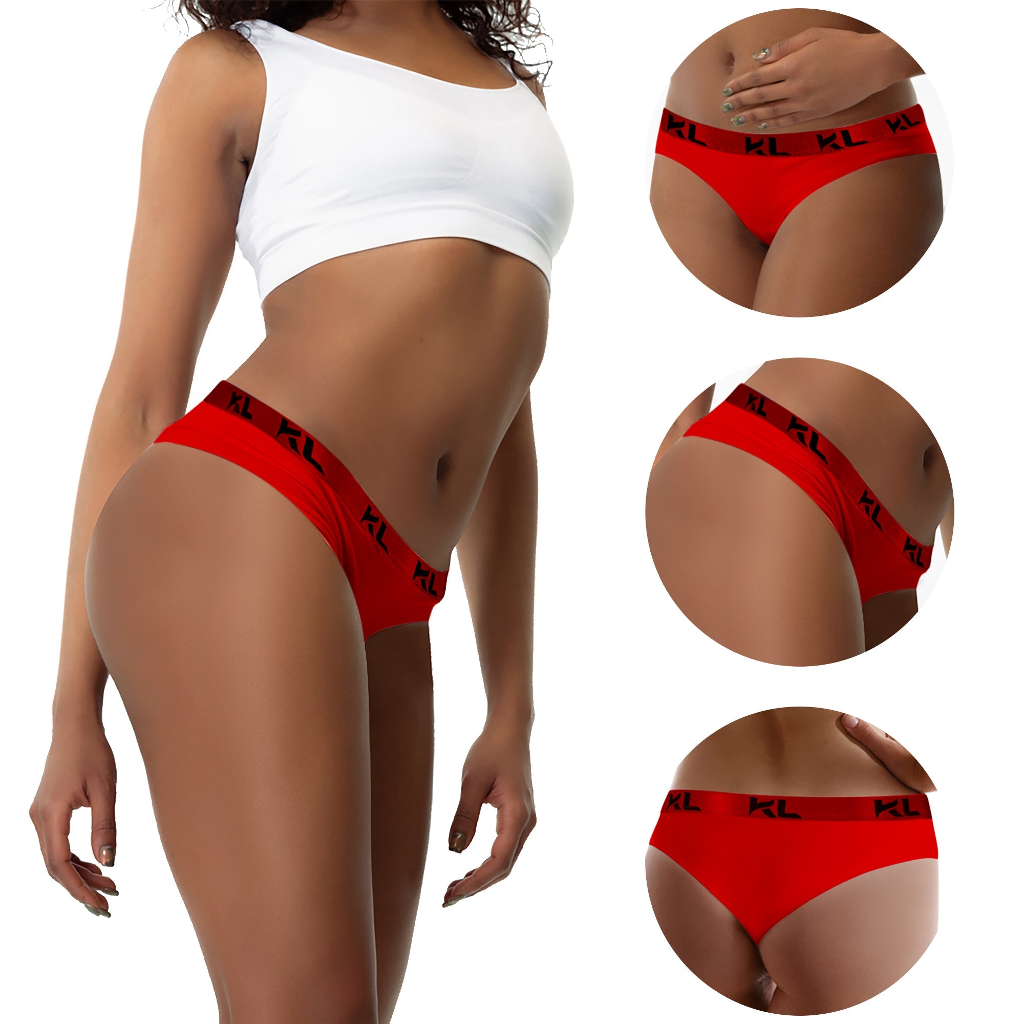 מארז תחתוני נשים - 3 יחידות בגזרת ביקיני - צבע אדום, שחור ואפור