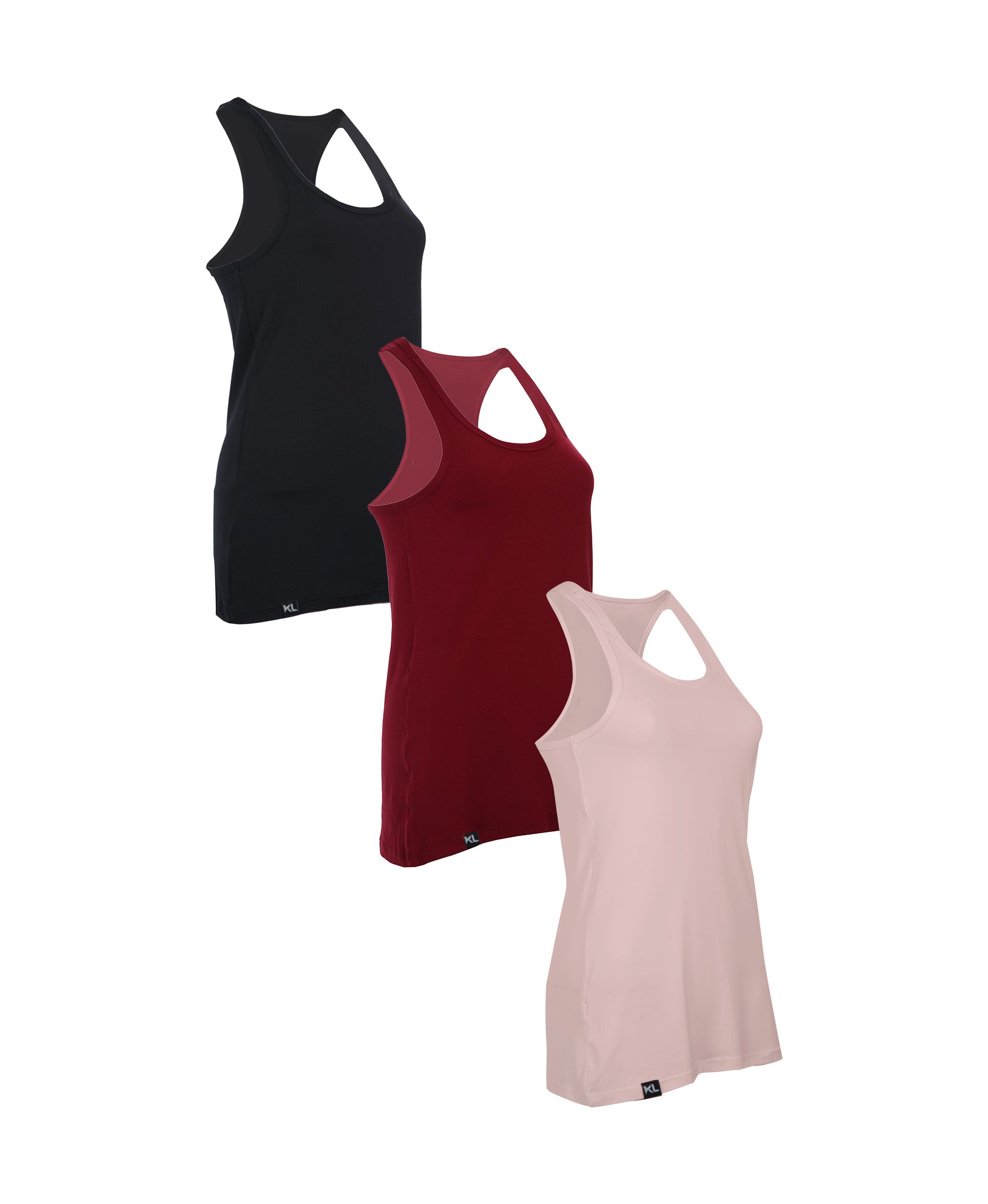 מארז 3 גופיות ספורט איכותיות לאישה - צבע שחור, בורדו, ורוד