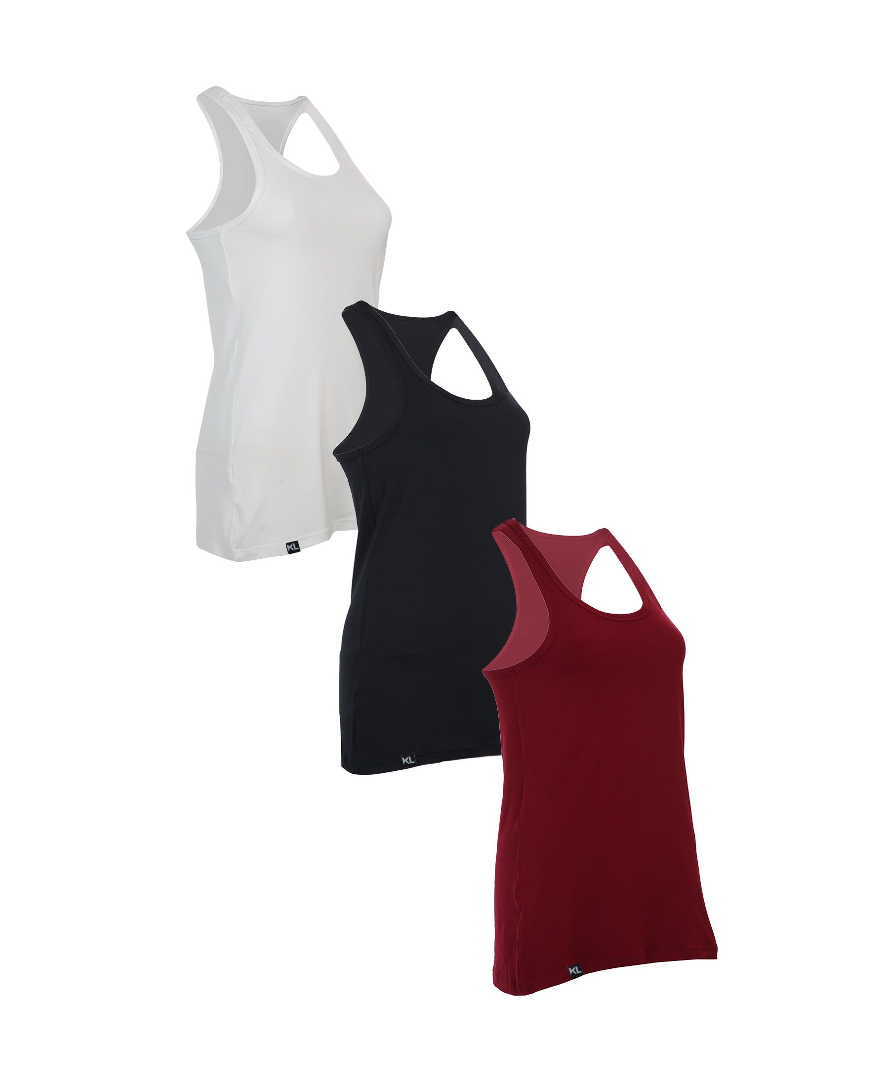 מארז 3 גופיות ספורט איכותיות לאישה - צבע לבן, שחור, בורדו