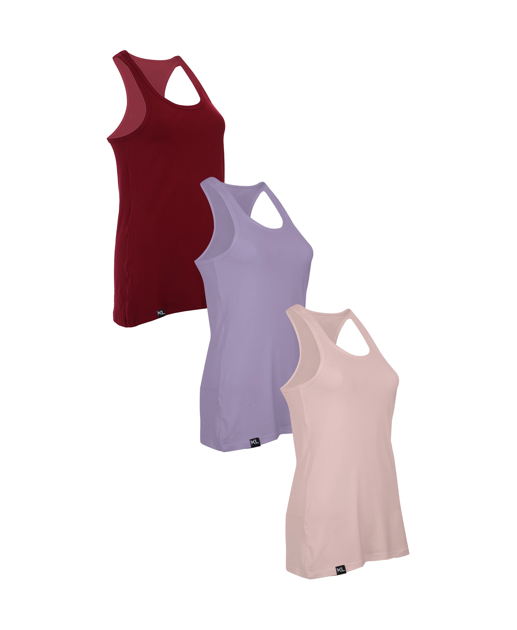 מארז 3 גופיות ספורט איכותיות לאישה- צבע בורדו, סגול לילך,ורוד