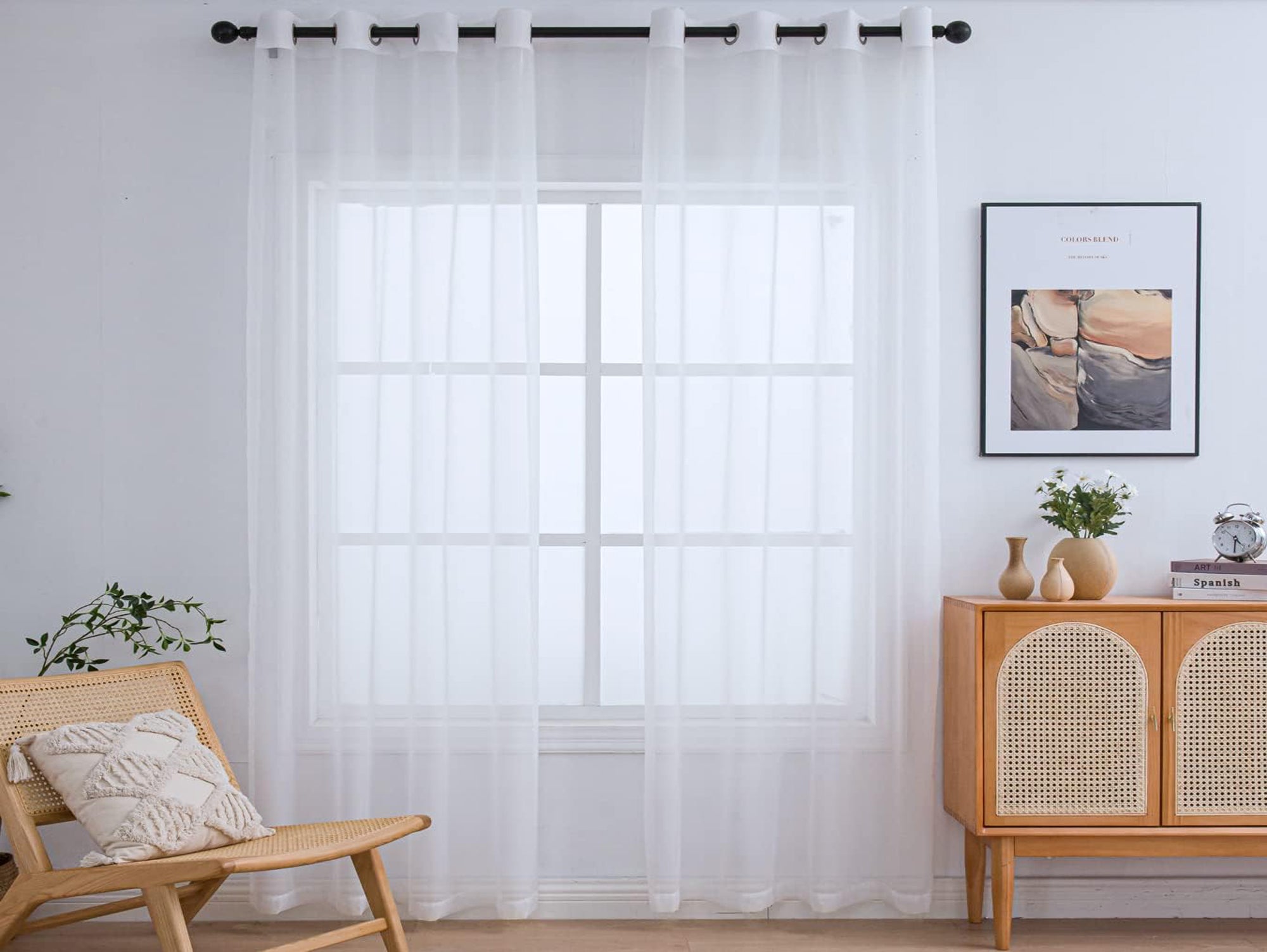 וילון שיפון ארוך עם טבעות נחושת - מידה 140/250