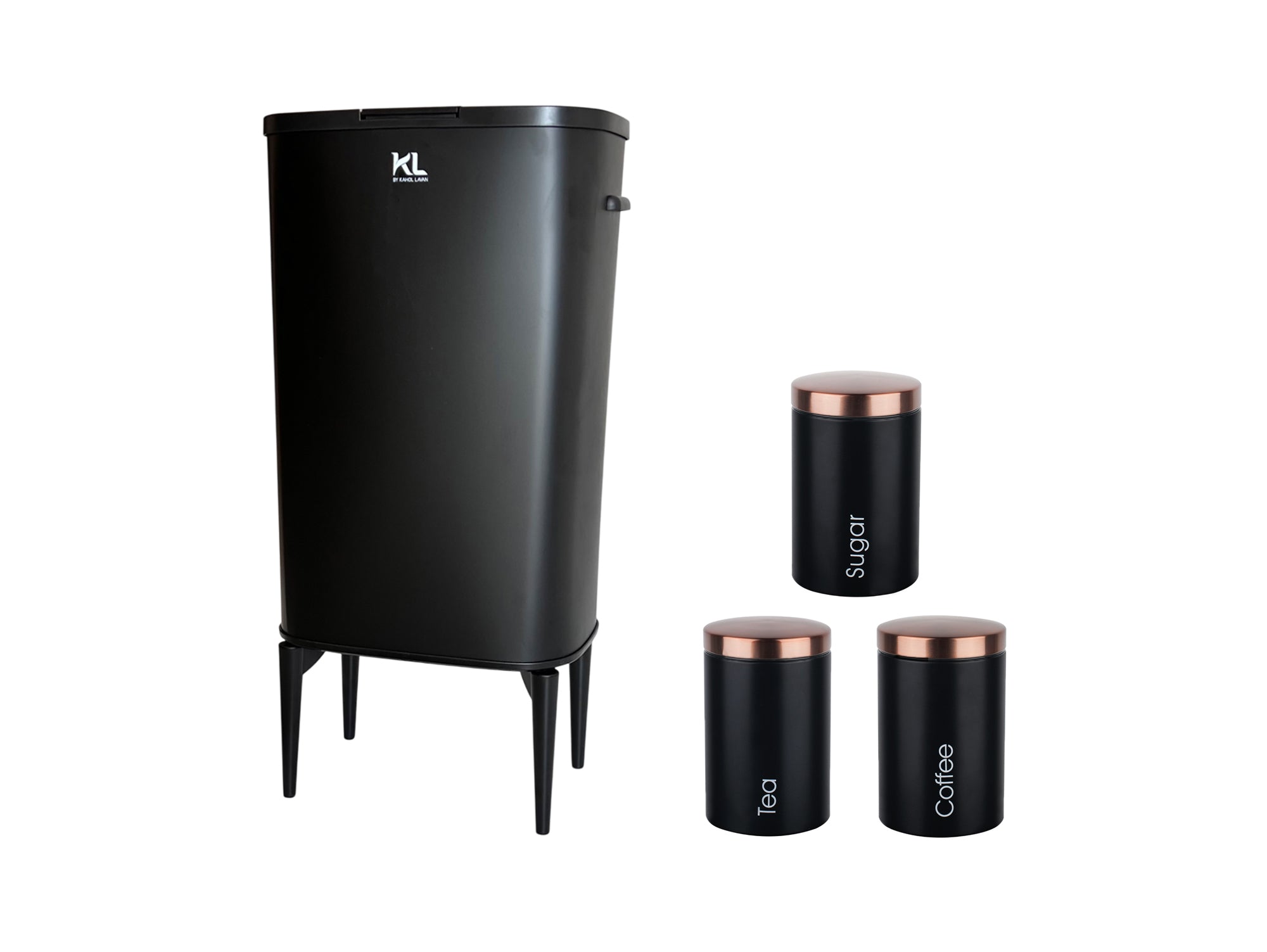 פח 53 ליטר שחור + סט תה קפה סוכר