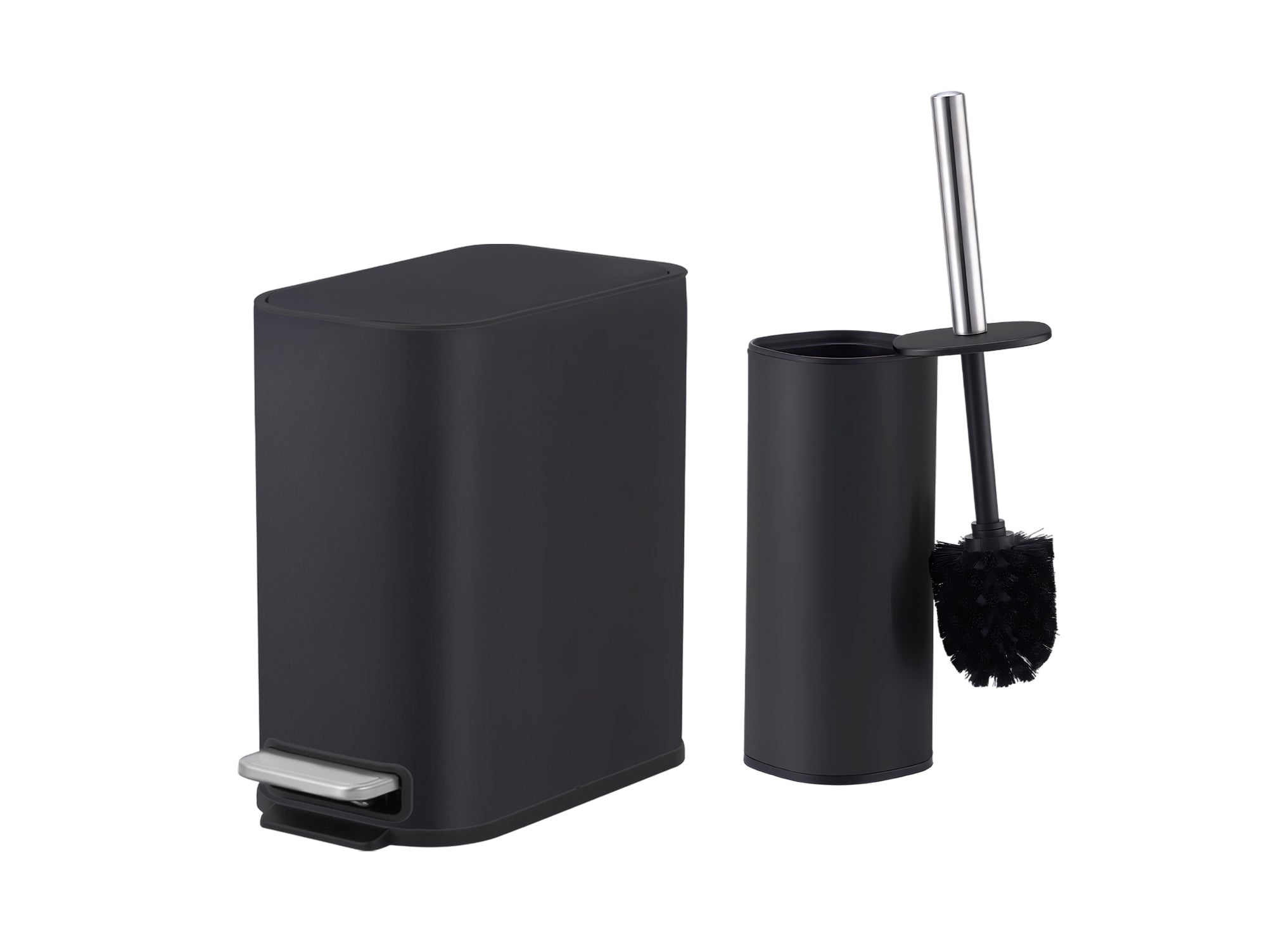 סט פח 5  ליטר + מברשת לאסלה בצבע שחור