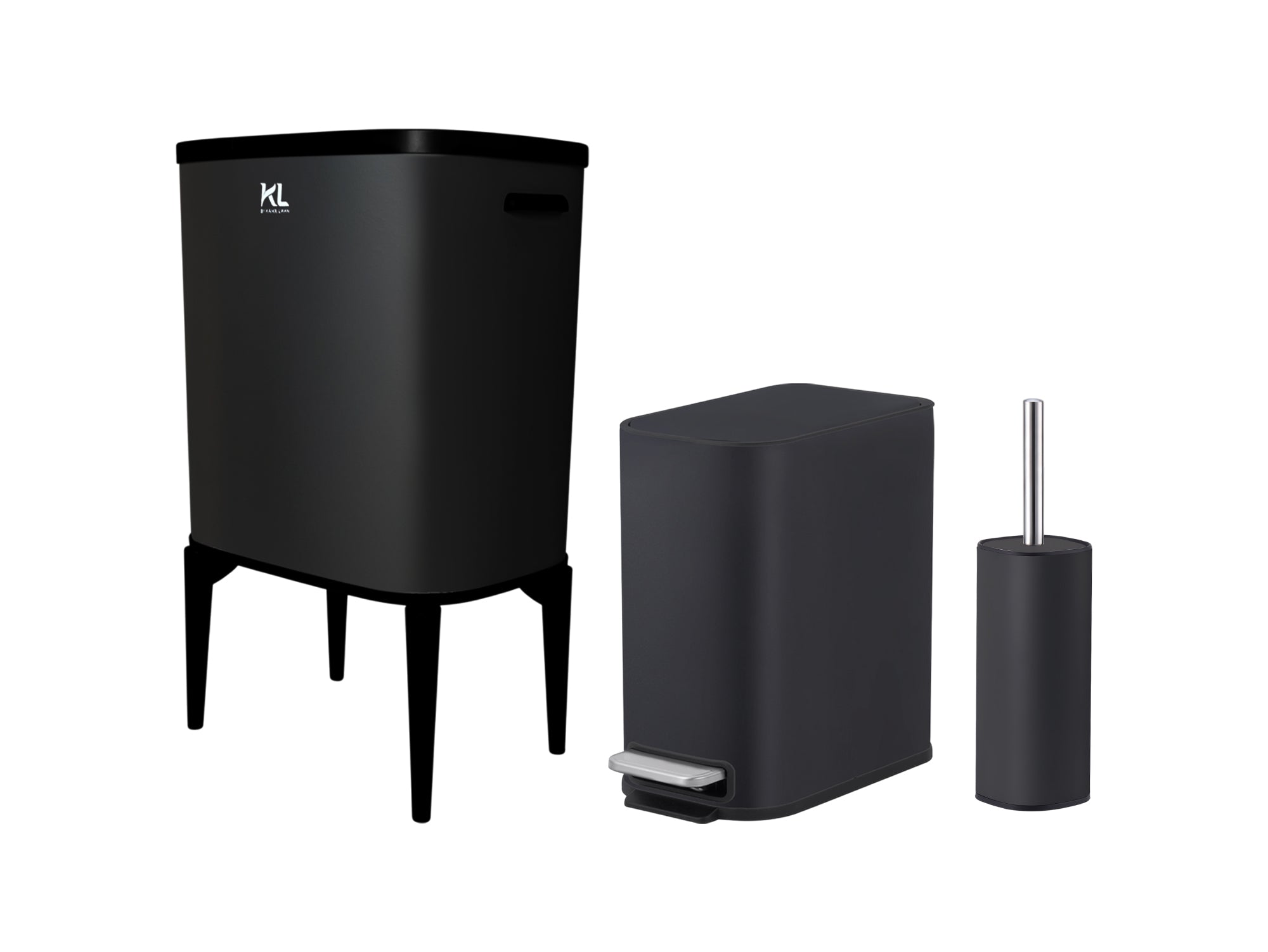 זוג פחים 33 ליטר + 5 ליטר + מברשת לאסלה שחור