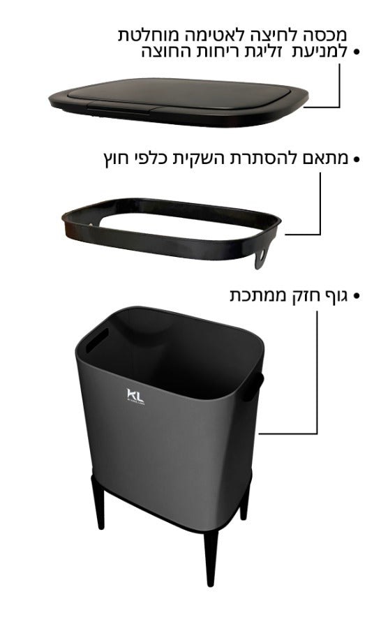 פח 33 ליטר שחור + סט תה קפה סוכר