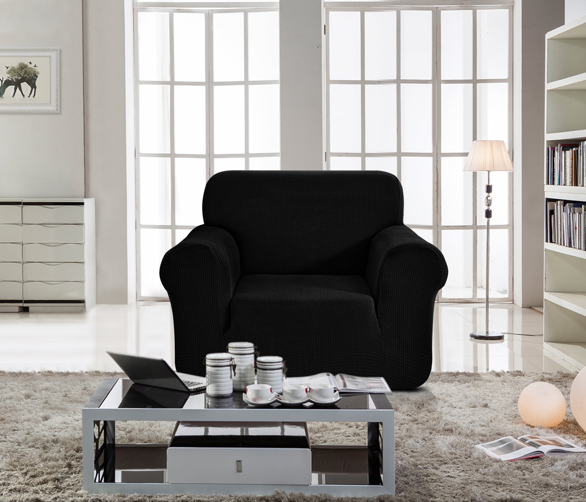 כיסויי סלון אלסטי 3+2+1 שחור