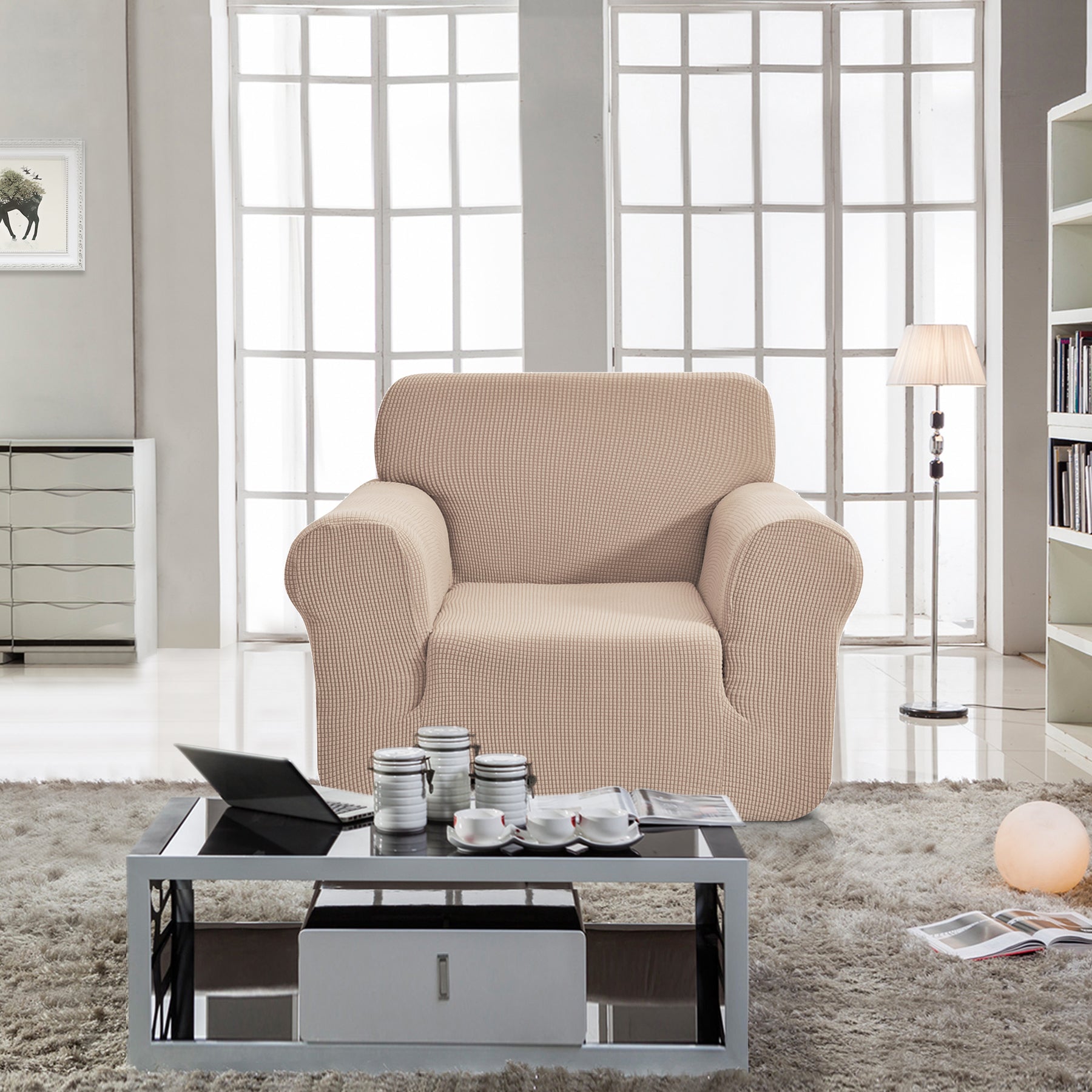 כיסויי סלון אלסטי 3+2+1 מוקה