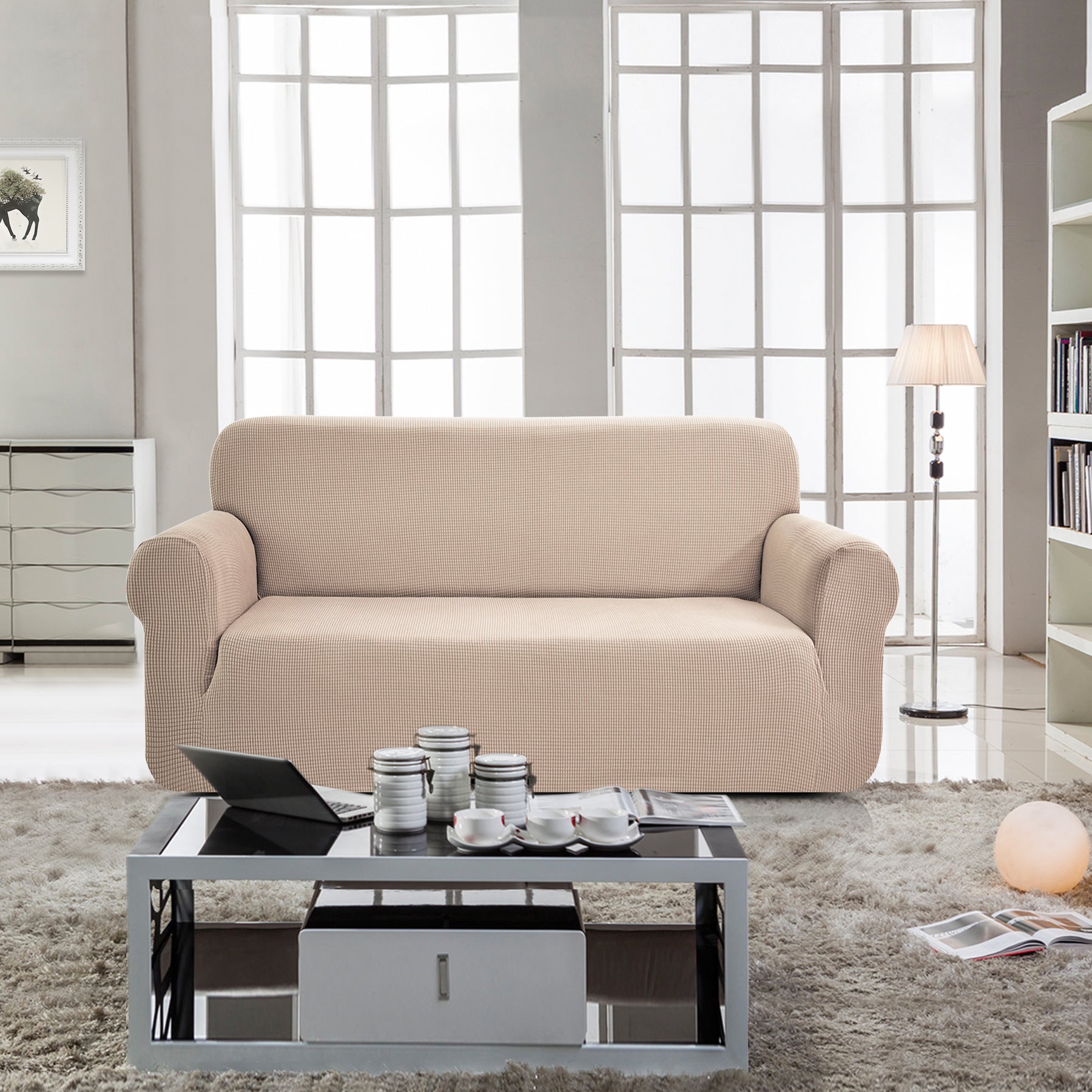 כיסויי סלון אלסטי 3+2+1 מוקה