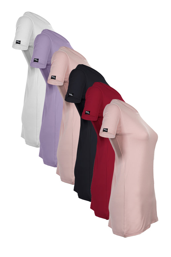 מארז 6 חולצות טריקו איכותיות לאישה - צבע לבן , סגול לילך  , ורוד  ,שחור, בורדו, ורוד