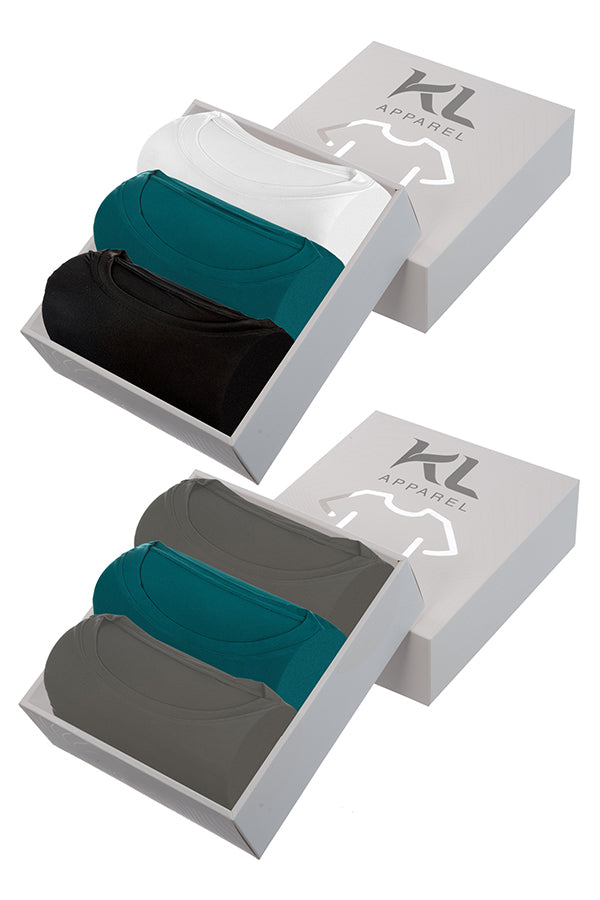 מארז 6 חולצות איכותיות טריקו לגבר - צבע לבן  ירוק רויאל , שחור, אפור , ירוק רויאל , אפור