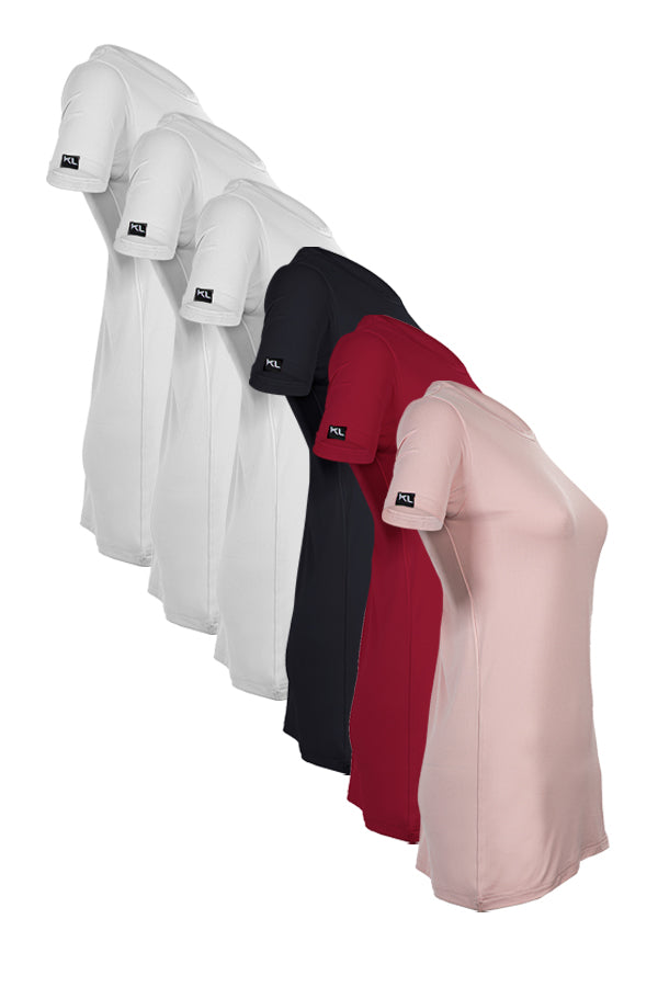 מארז 6 חולצות טריקו איכותיות לאישה - צבע לבן , לבן , לבן ,שחור, בורדו, ורוד