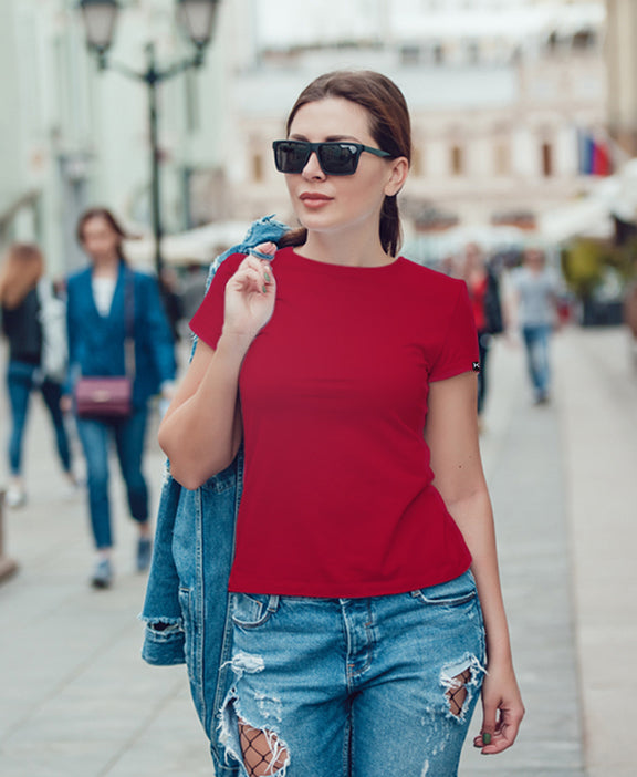 מארז 3 חולצות טריקו איכותיות לאישה צבע -  סגול לילך, ורוד בייבי , בורדו