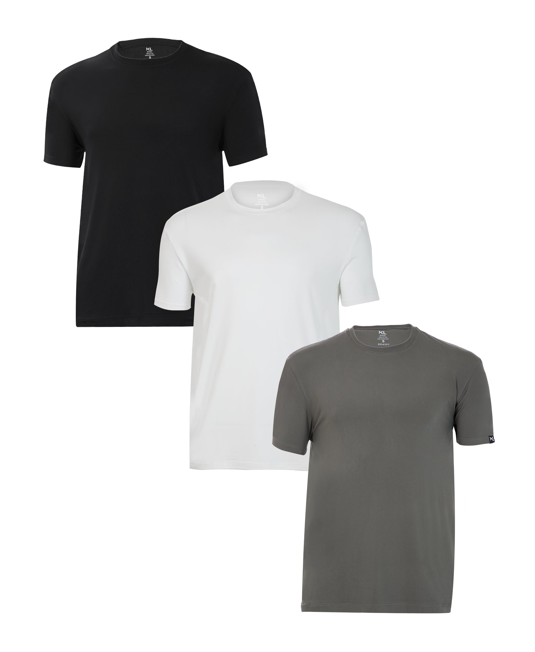 מארז 3 חולצות טריקו איכותיות לגבר שחור לבן  אפור