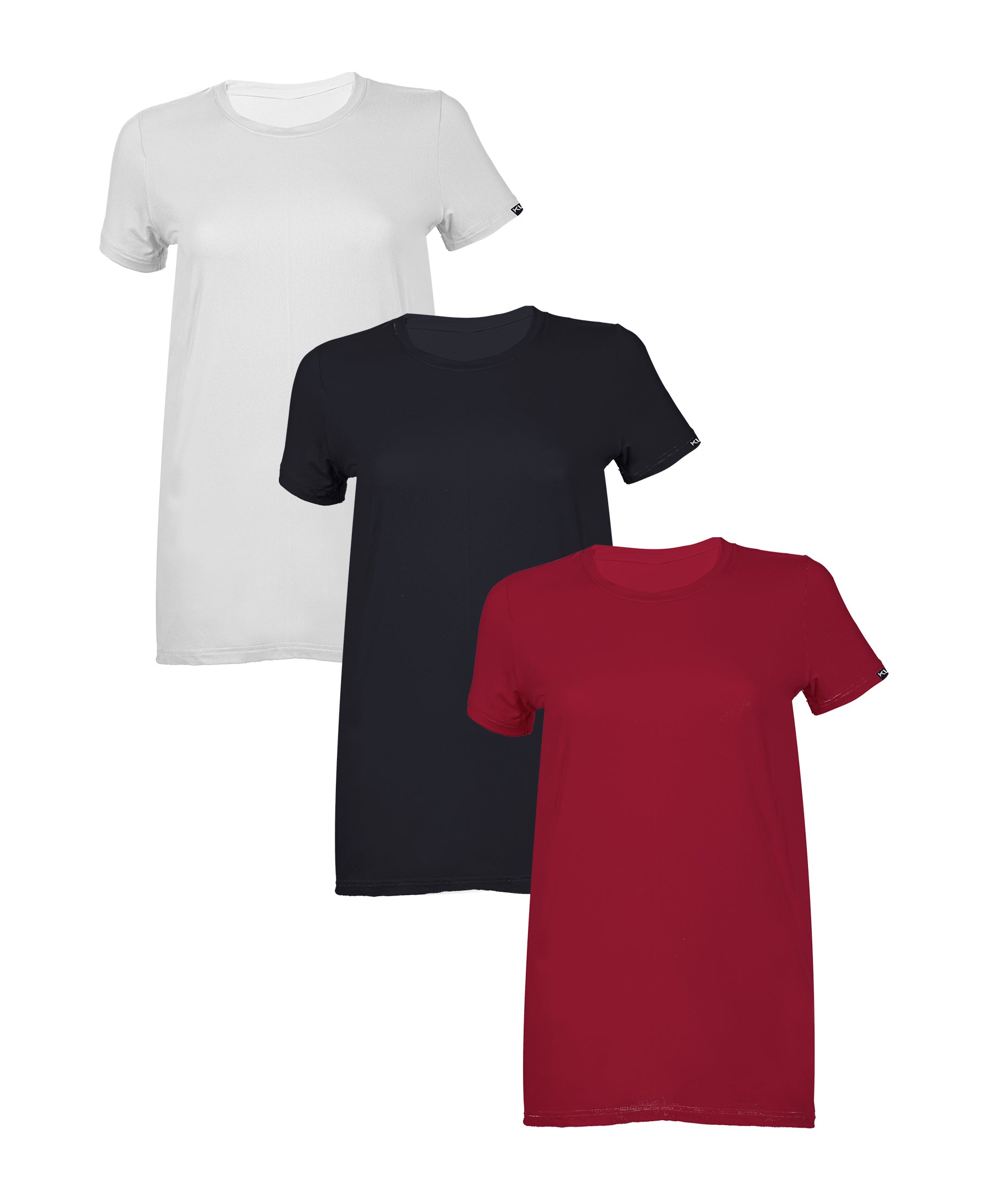 מארז 3 חולצות טריקו איכותיות לאישה צבע - לבן , שחור , בורדו