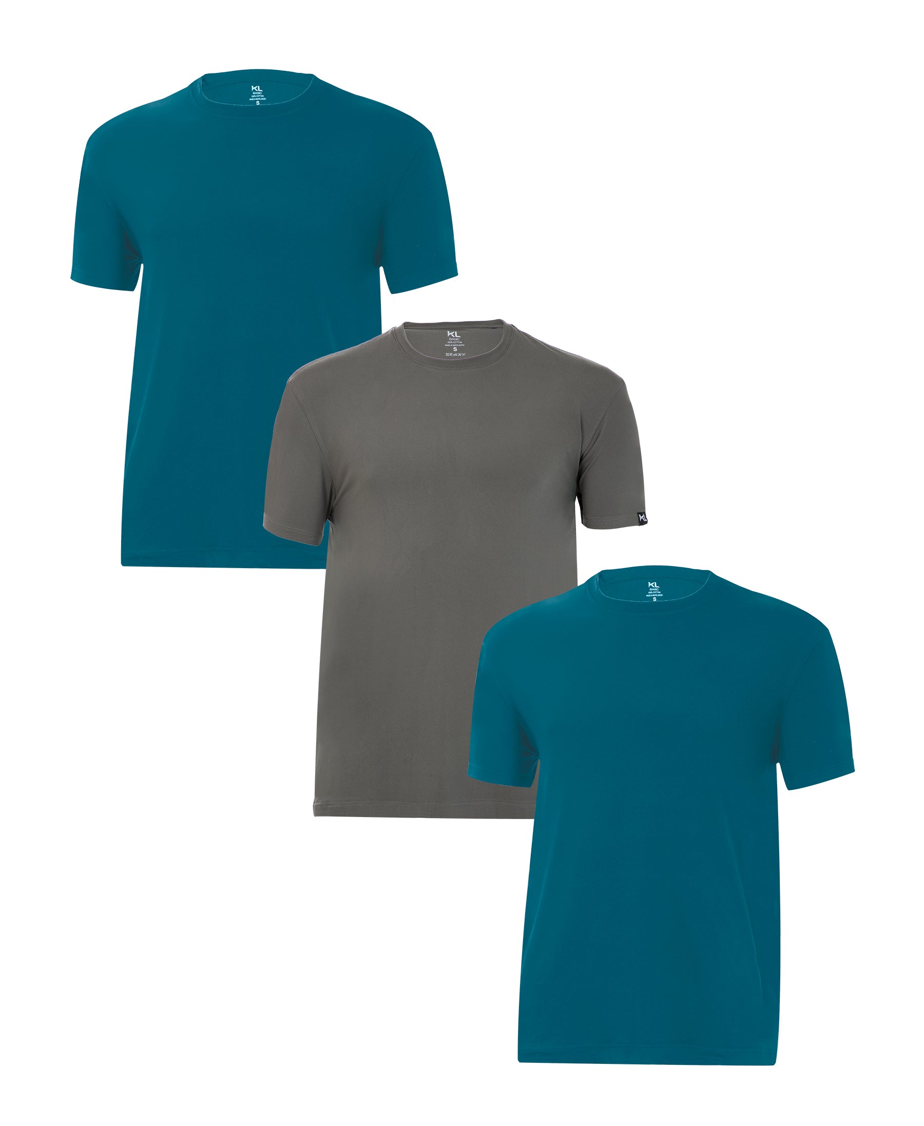 מארז 3 חולצות טריקו איכותיות לגבר ירוק רויאל אפור ירוק רויאל
