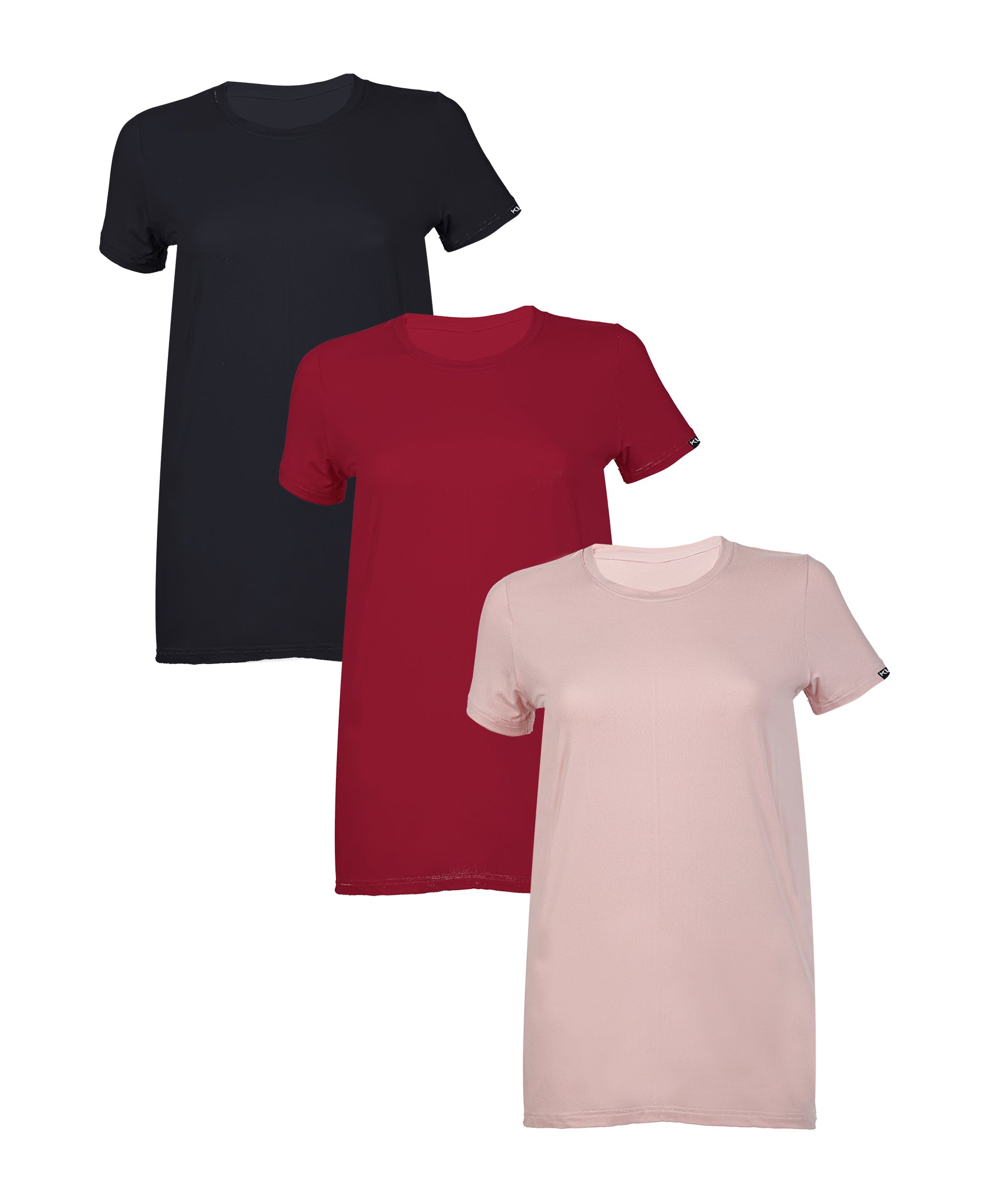 מארז 3 חולצות טריקו איכותיות לאישה שחור בורדו ורוד